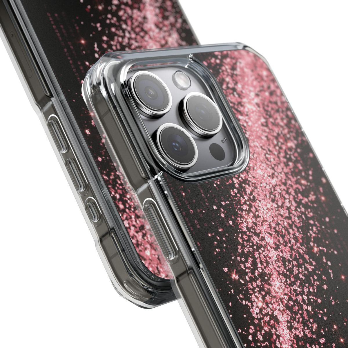 Rose Digital Cascade · Clear Impact Magnetic Phone Case for iPhone · Pink