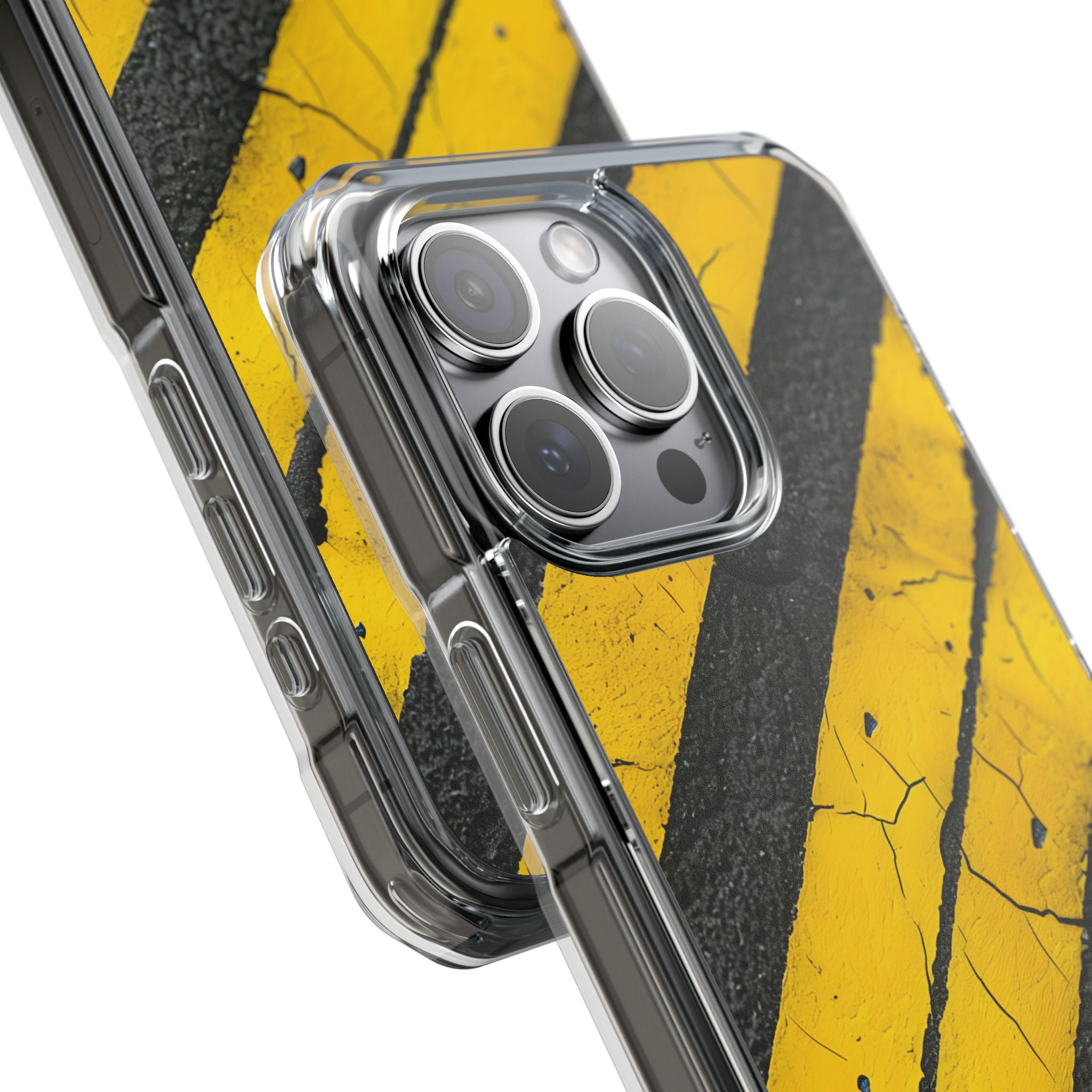 Geel gestreepte distressed iPhone 15 Pro Max hoesje - Impact