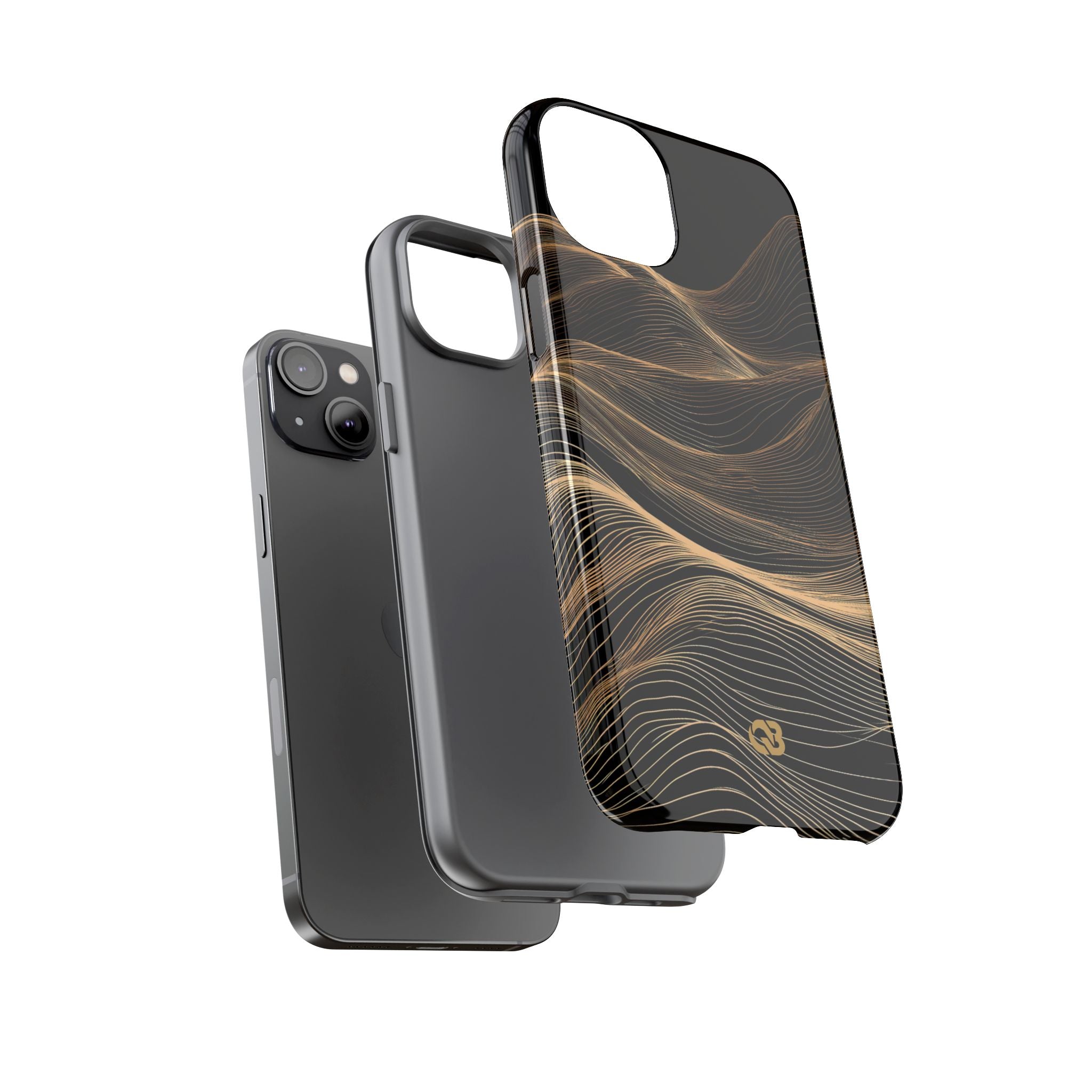 Black Tough Phone Case for iPhone - Copper Topo Ridge