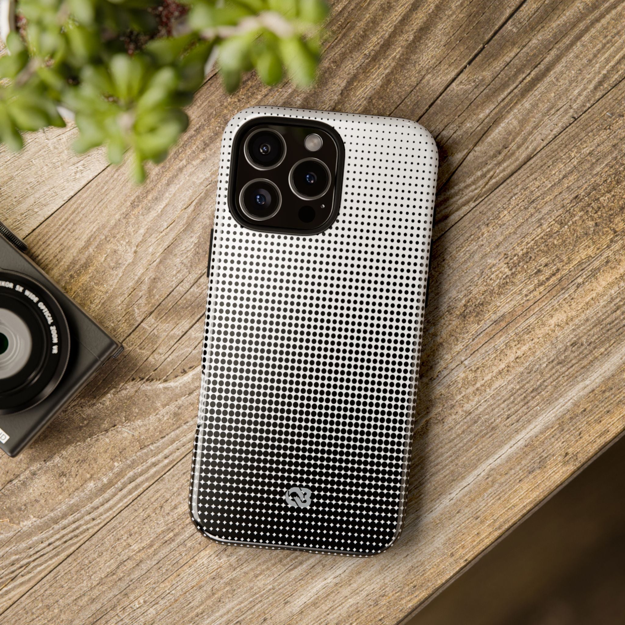 Black Tough Phone Case for iPhone - Obsidian Halftone Flux
