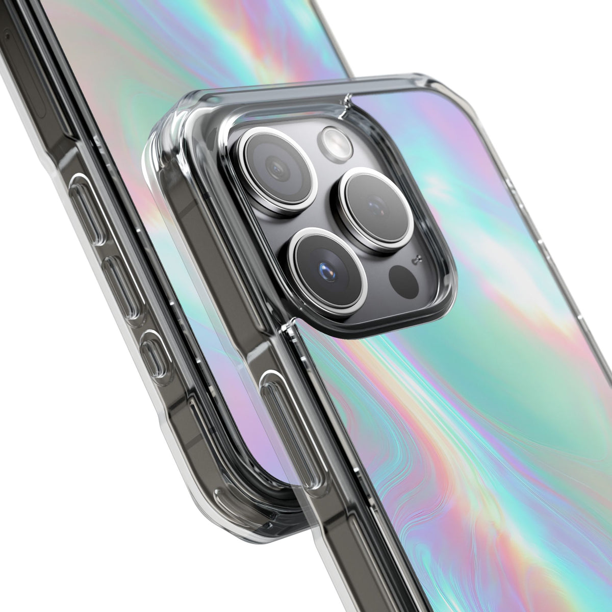 Prismatic Liquid Light · Clear Impact Magnetic Phone Case for iPhone · Teal
