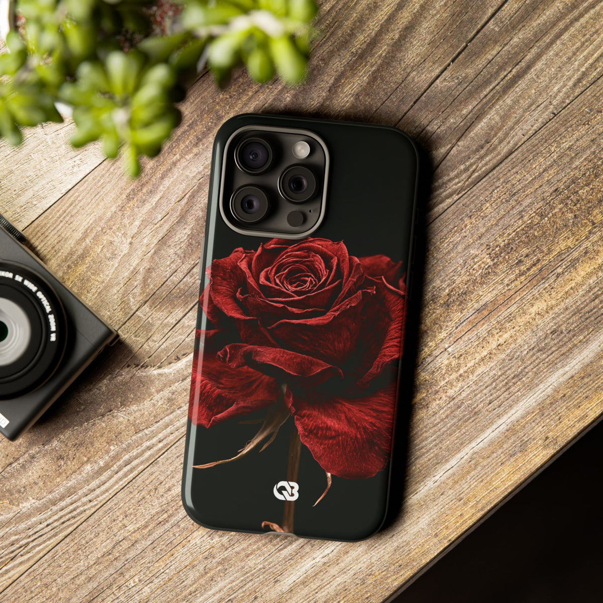 Crimson Noir Rose · Tough Phone Case for iPhone · Black
