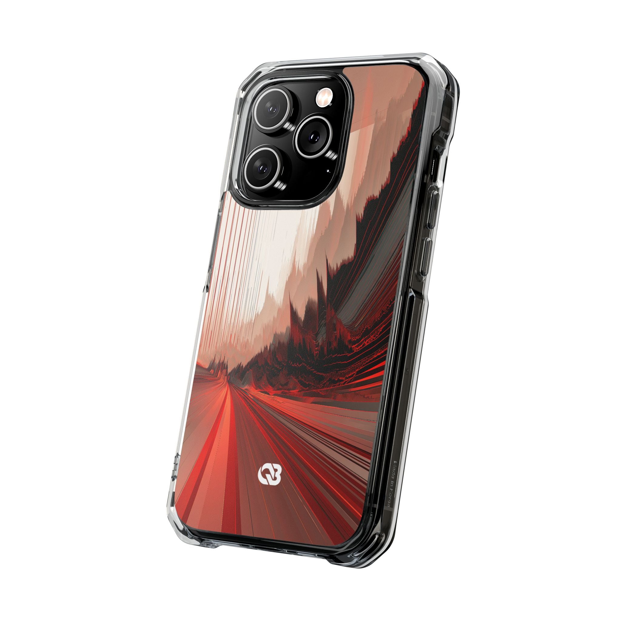 Red Impact MagSafe Phone Case for iPhone - Crimson Pulse Horizon