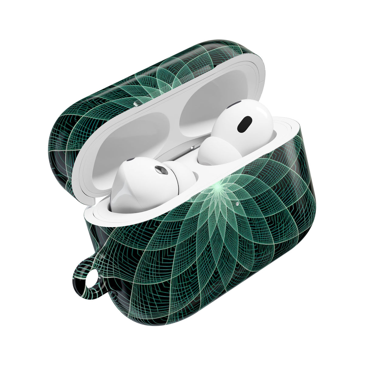 Verdant Harmonic Bloom · Hard Case for AirPods & AirPods Pro · Black