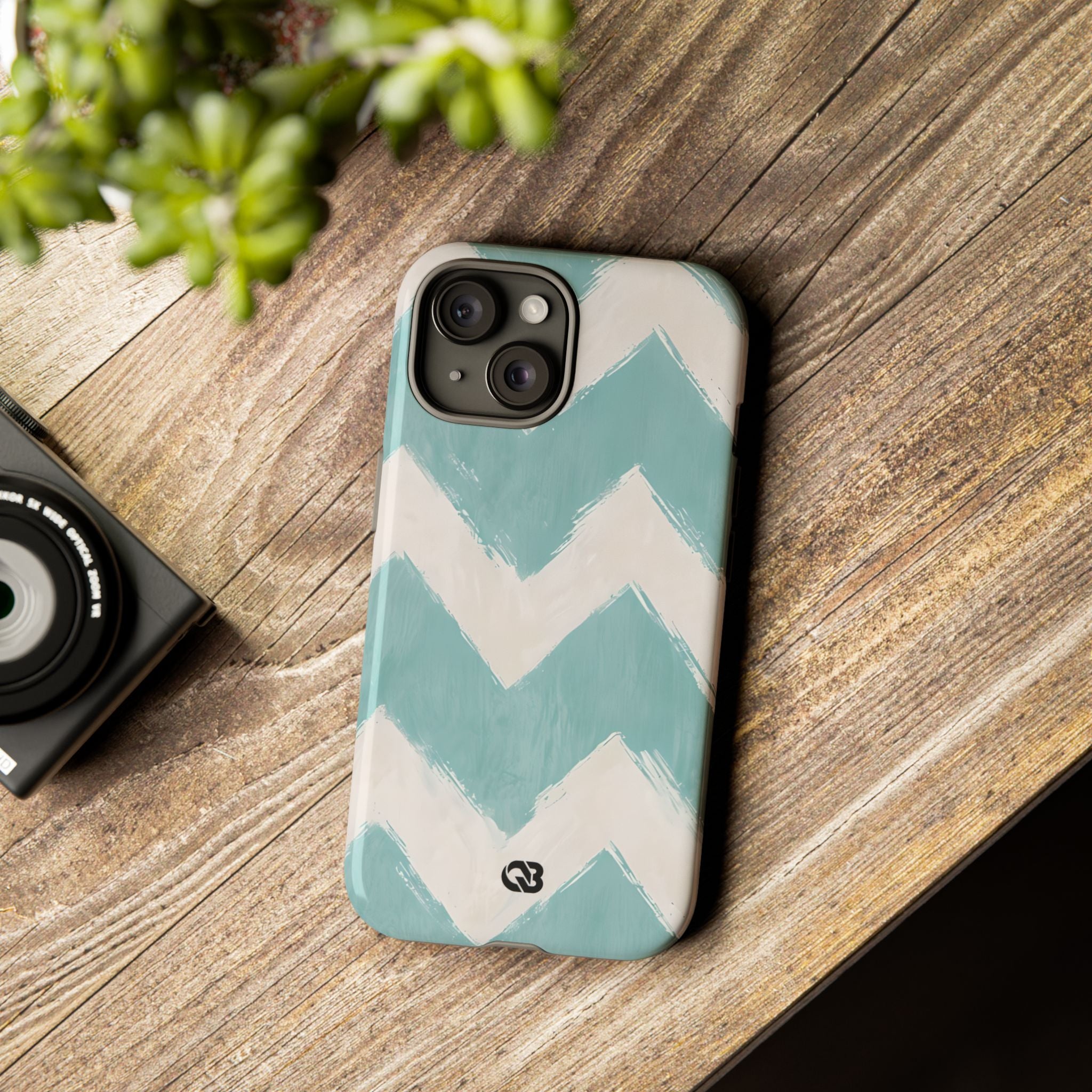 Teal Painted Chevron · Tough Phone Case for iPhone