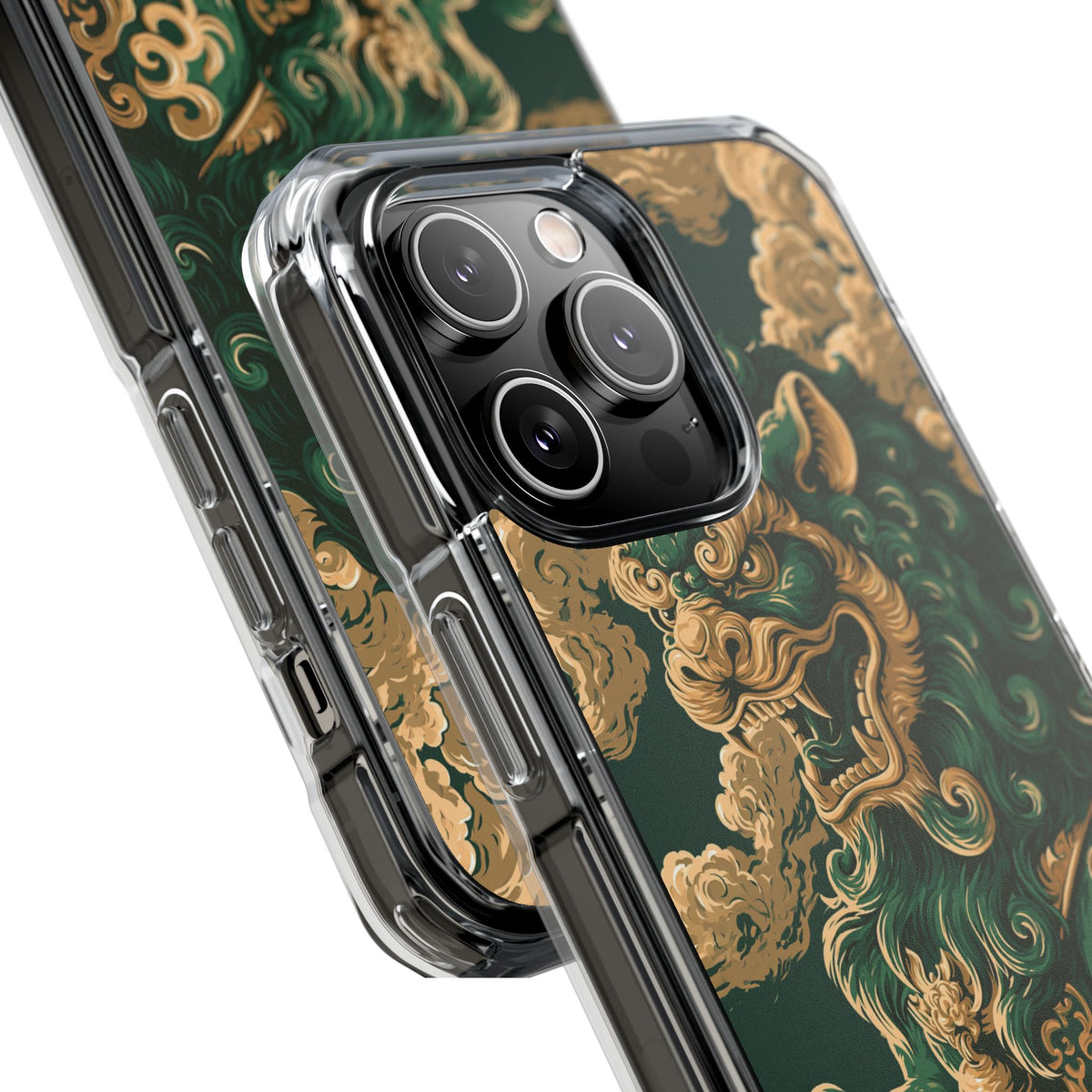 Imperial Guardian Lion · Clear Impact Magnetic Phone Case for iPhone · Green