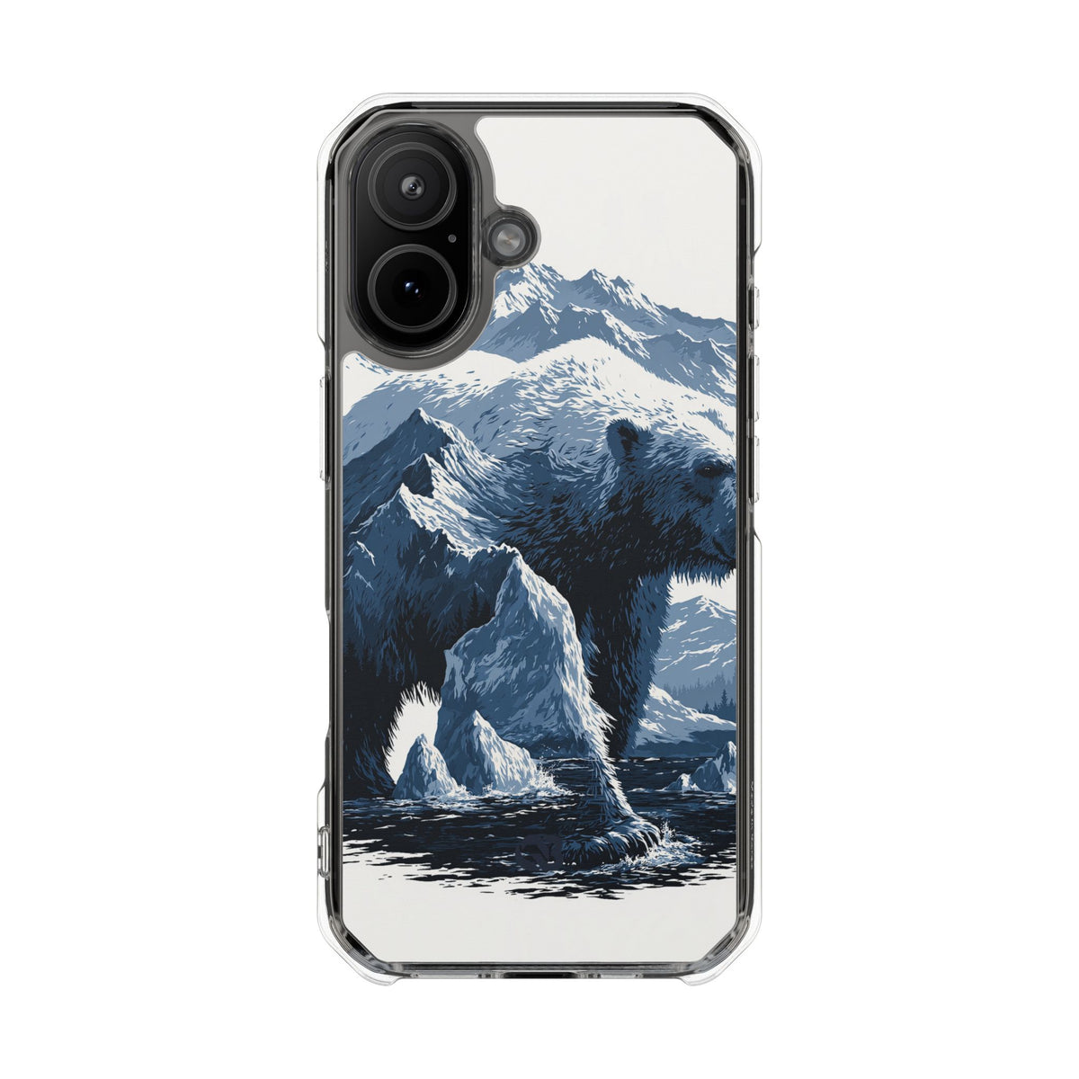 Fjord Summit Bear · Clear Impact Magnetic Phone Case for iPhone · Blue