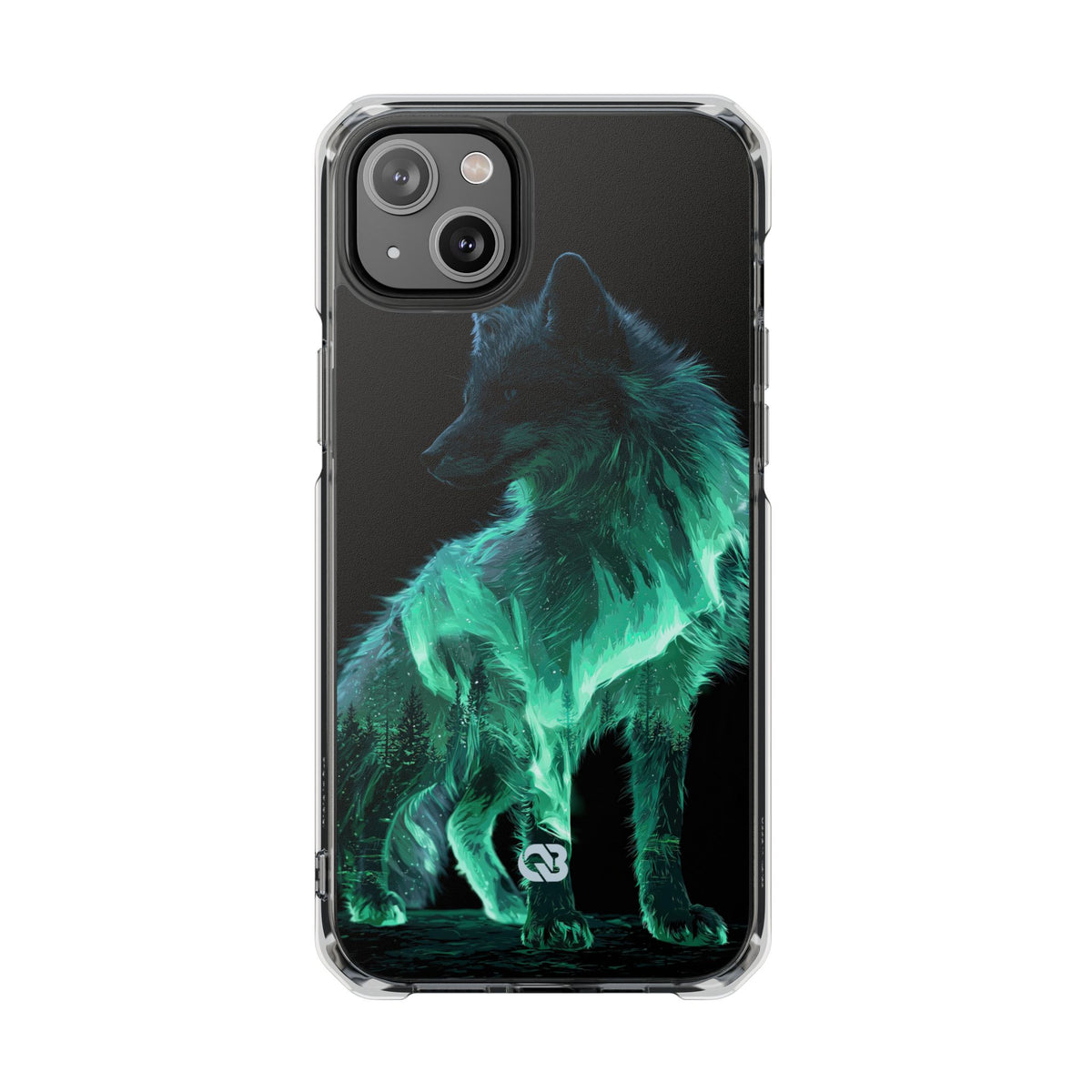Nordic Aurora Fox · Clear Impact Magnetic Phone Case for iPhone · Teal