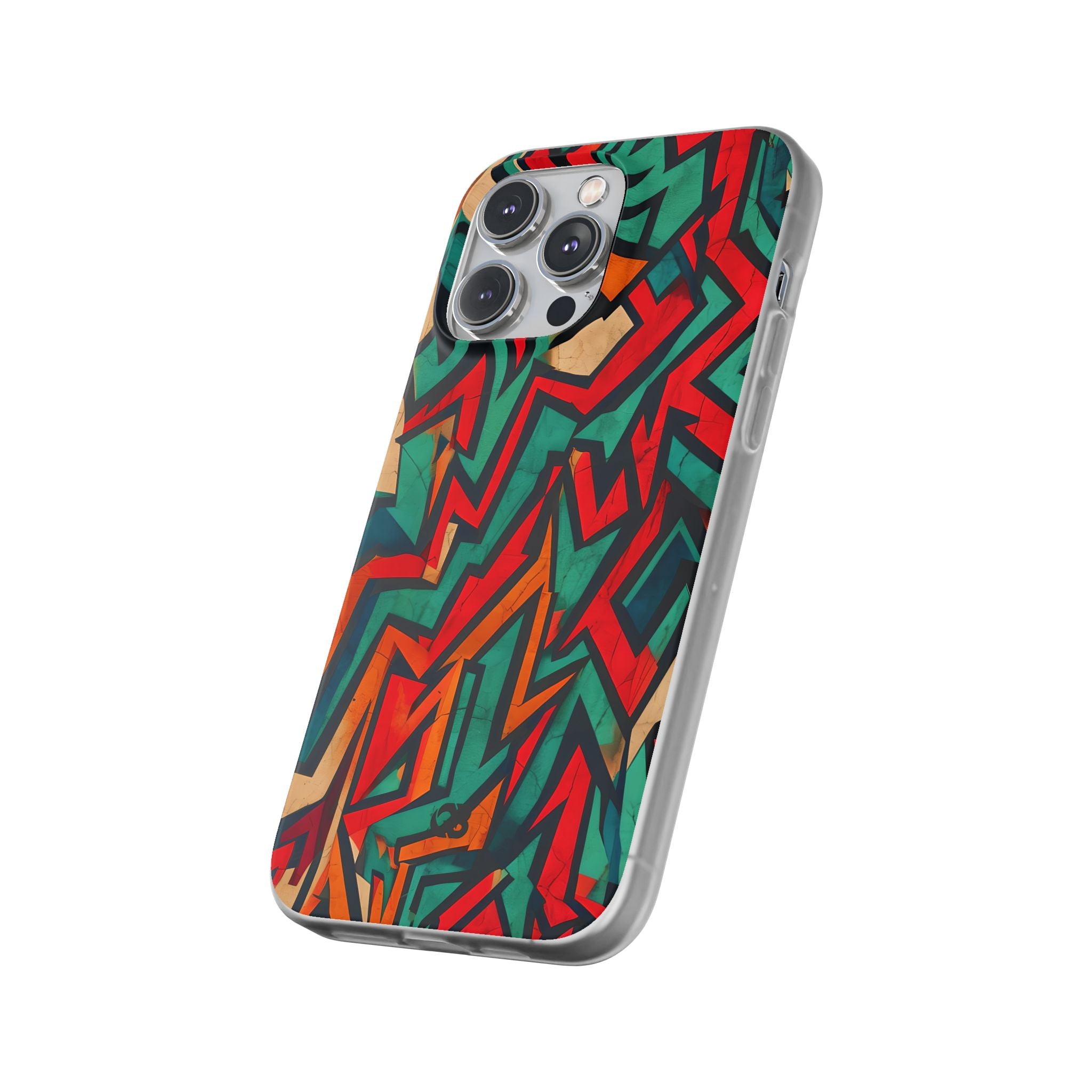 Jagged Teal Static · Soft Phone Case for iPhone