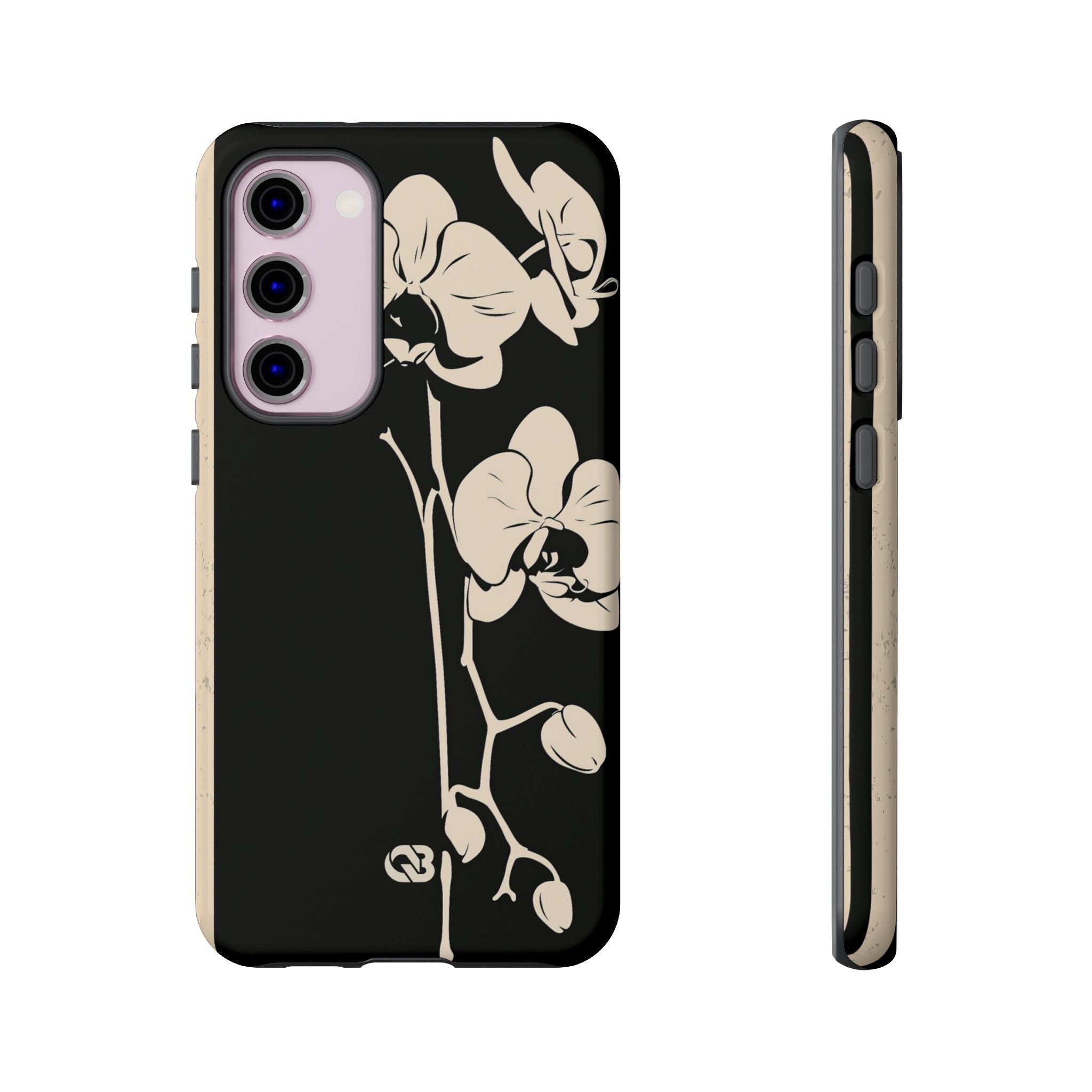 Black Tough Phone Case for Samsung - Obsidian Bone Orchid