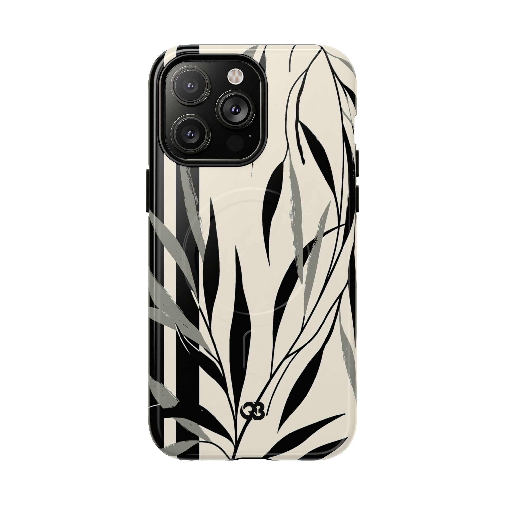 Beige Tough 2.0 Magsafe Phone Case for iPhone - Soot Leaf Sketch