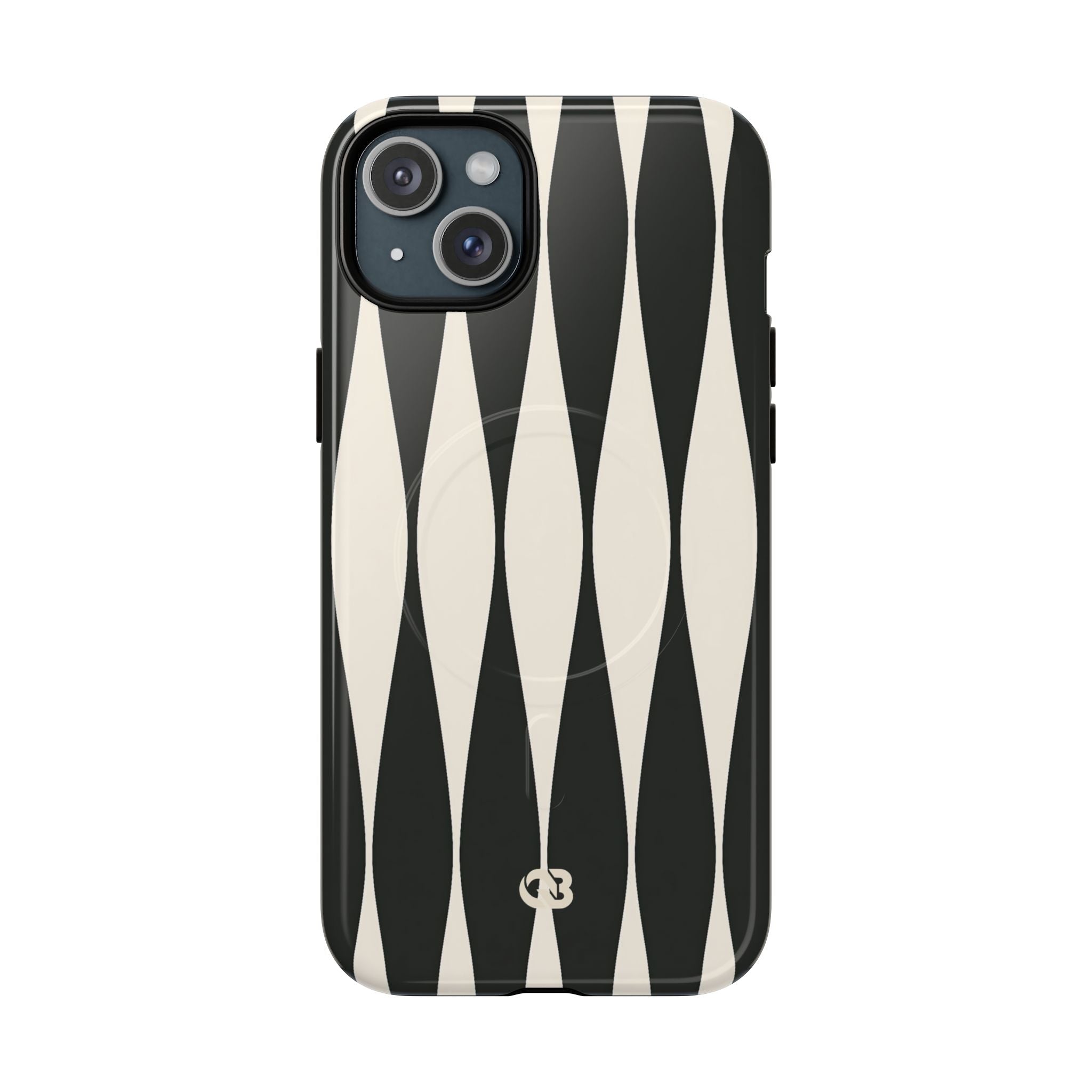 Black Tough 2.0 Magsafe Phone Case for iPhone - Ivory Spindle Grid