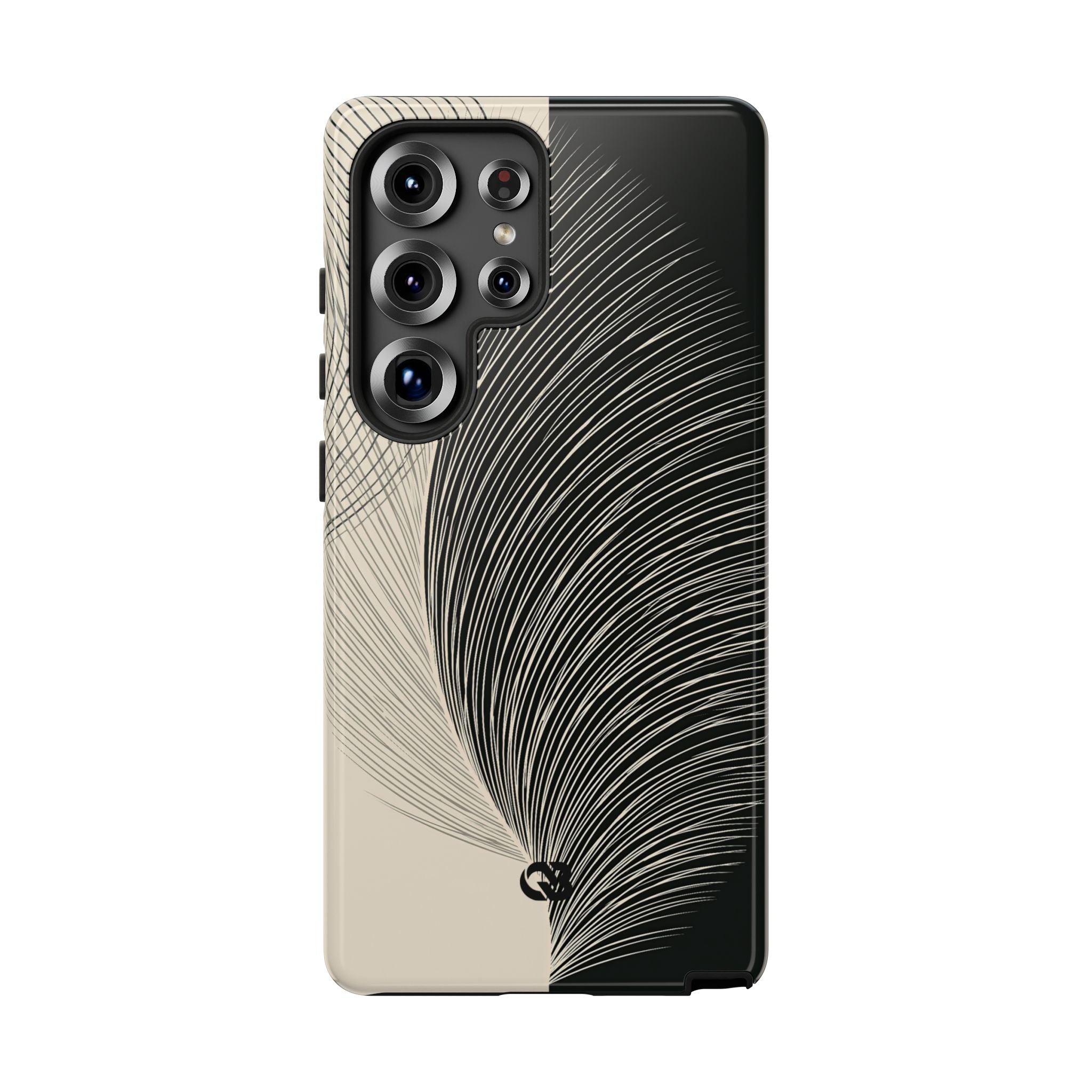 Beige Tough Phone Case for Samsung - Obsidian Cream Plume