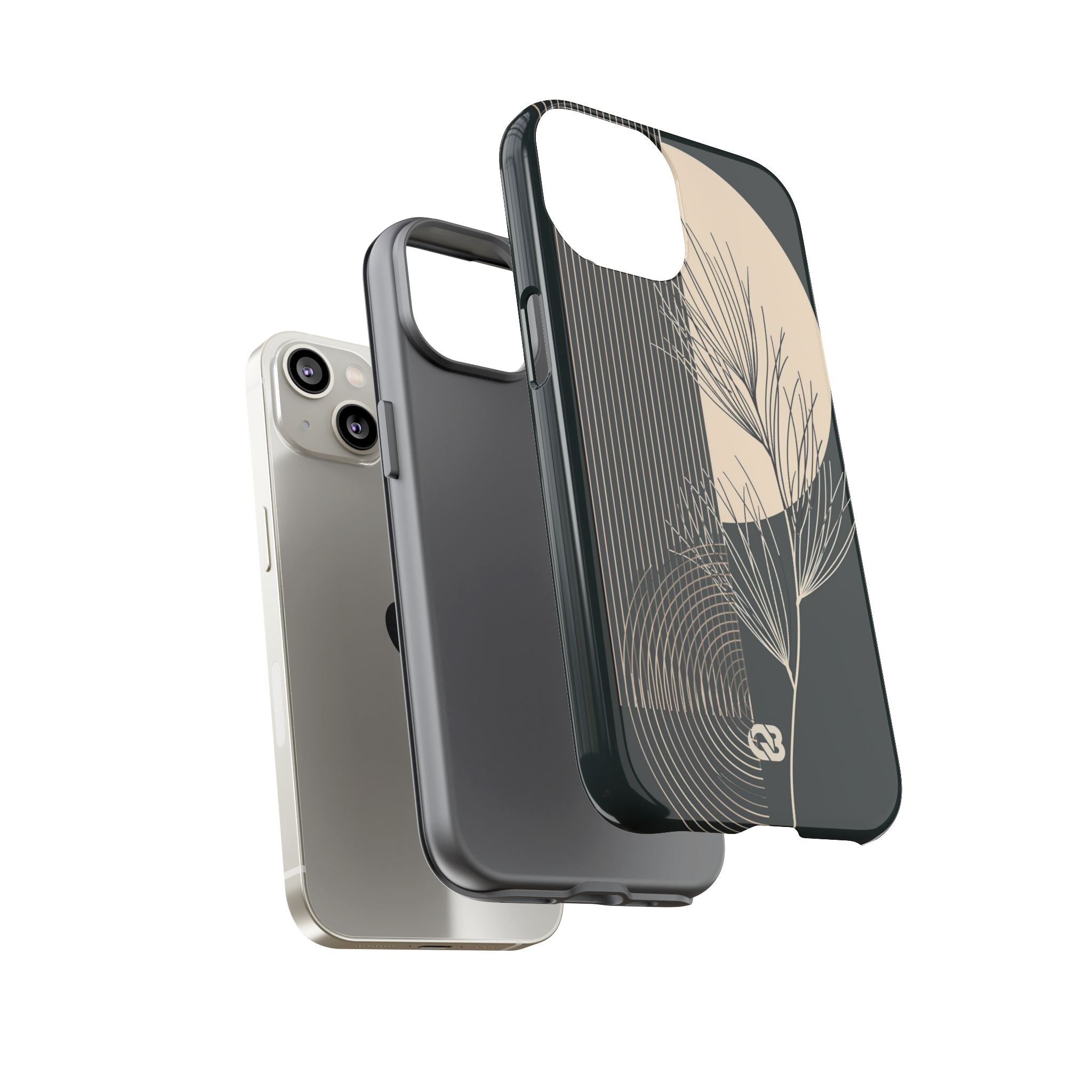 Black Tough Phone Case for iPhone - Obsidian Sand Willow