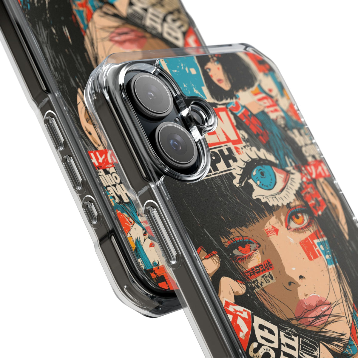 Shibuya Street Collage · Clear Impact Magnetic Phone Case for iPhone · Red