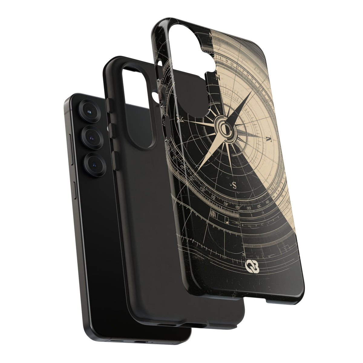 Beige Tough Phone Case for Samsung - Obsidian Nautical Blueprint