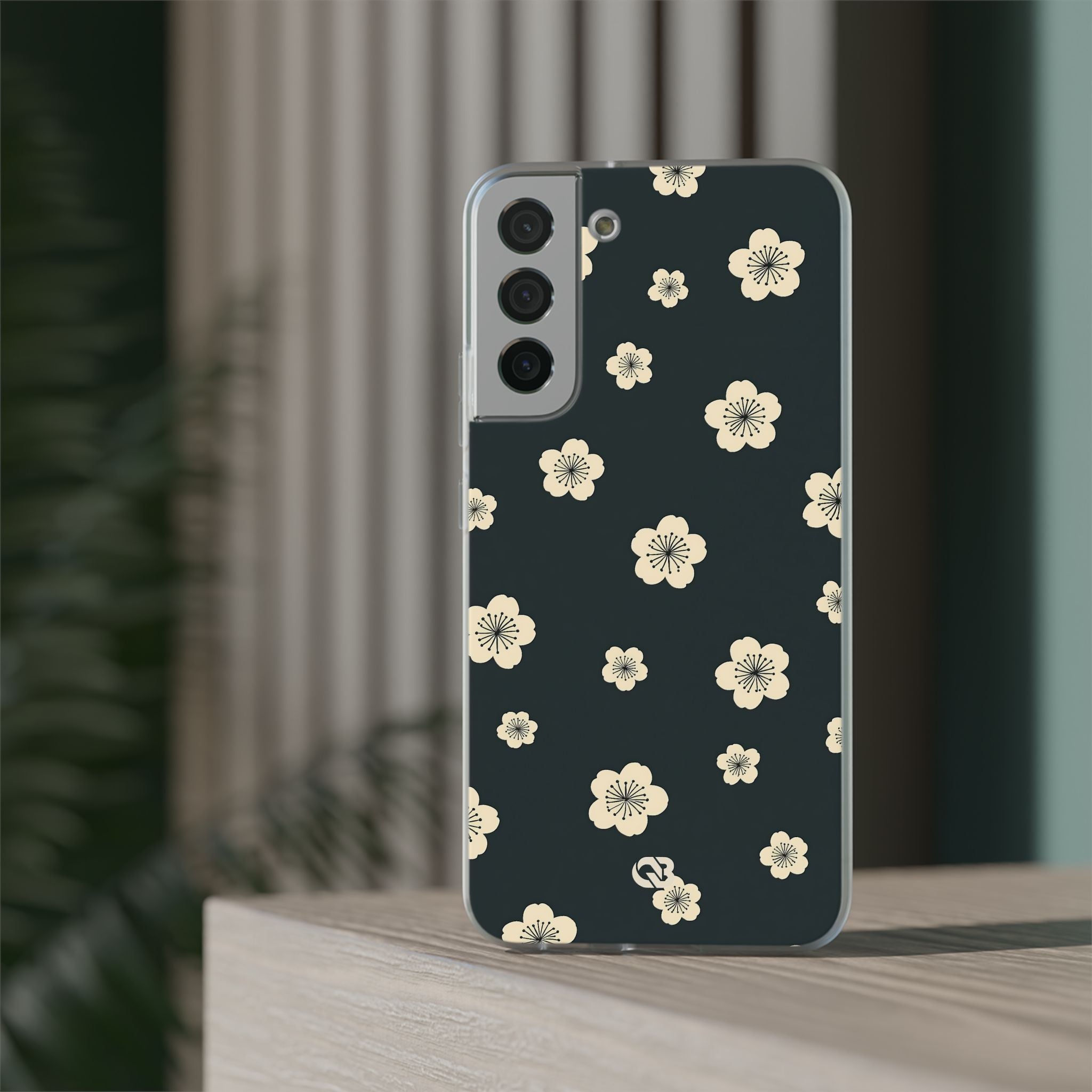 Teal Lite Phone Case for Samsung - Obsidian Cream Petals