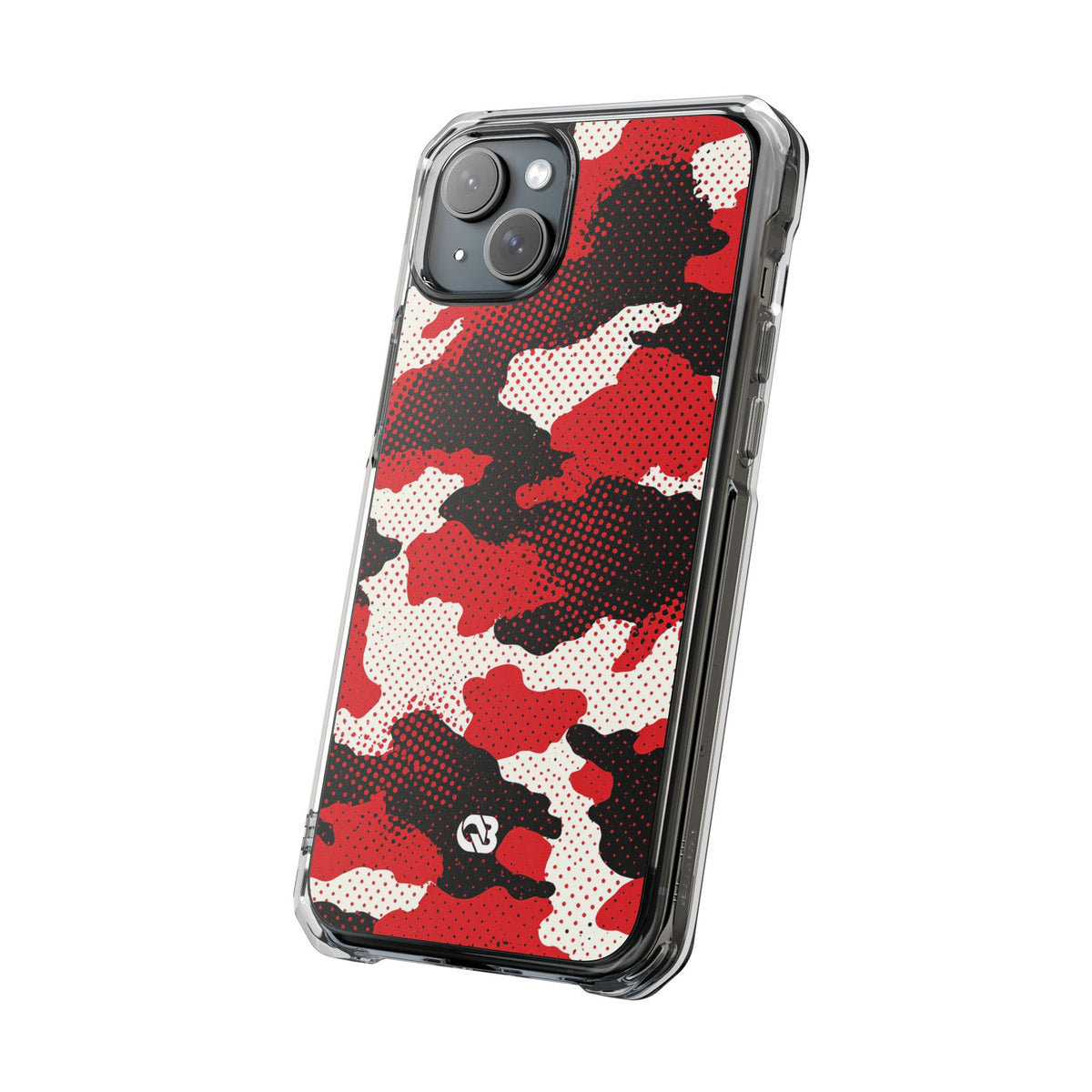 Crimson Halftone Camo · Clear Impact Magnetic Phone Case for iPhone · Red