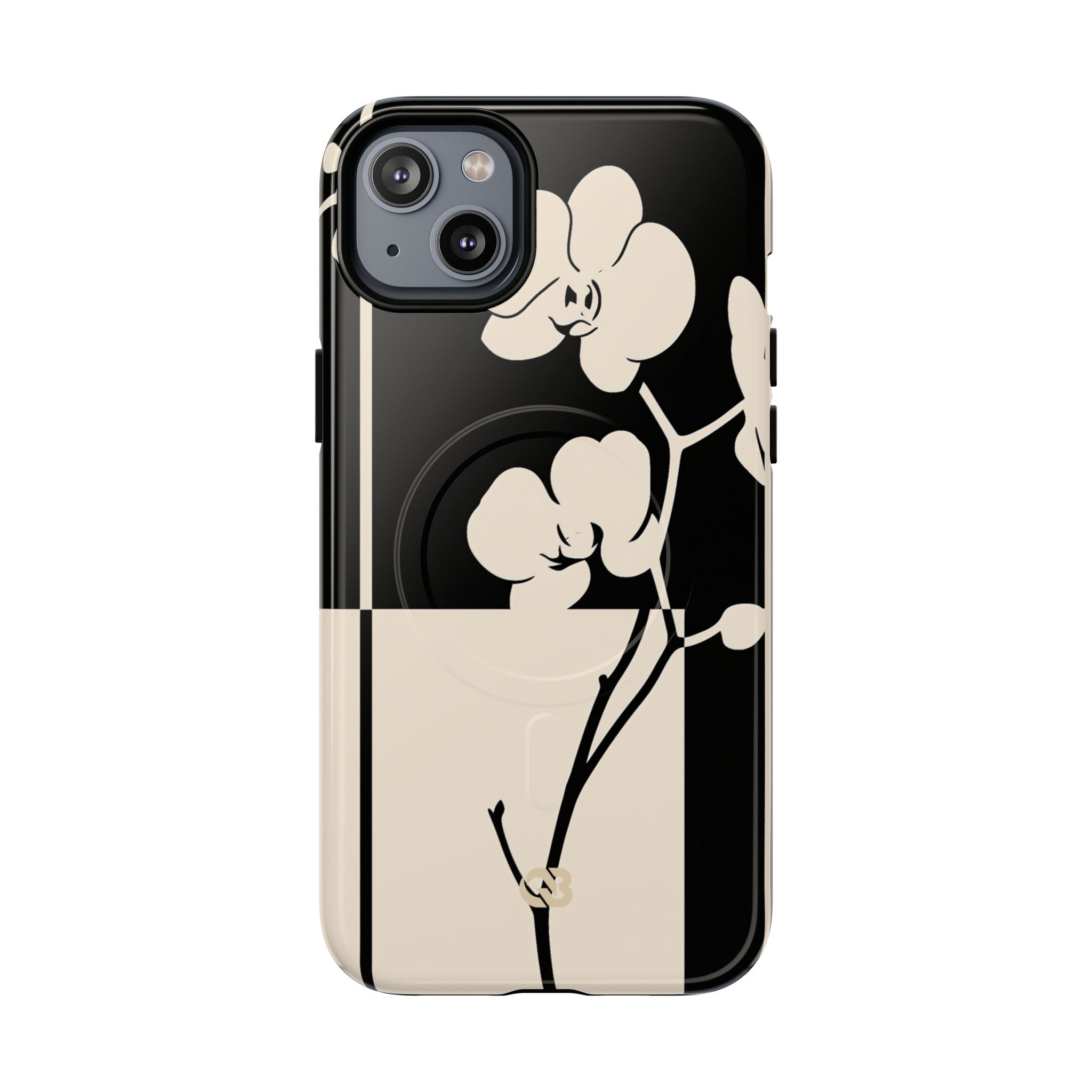 Beige Tough 2.0 Magsafe Phone Case for iPhone - Nocturnal Orchid Frame