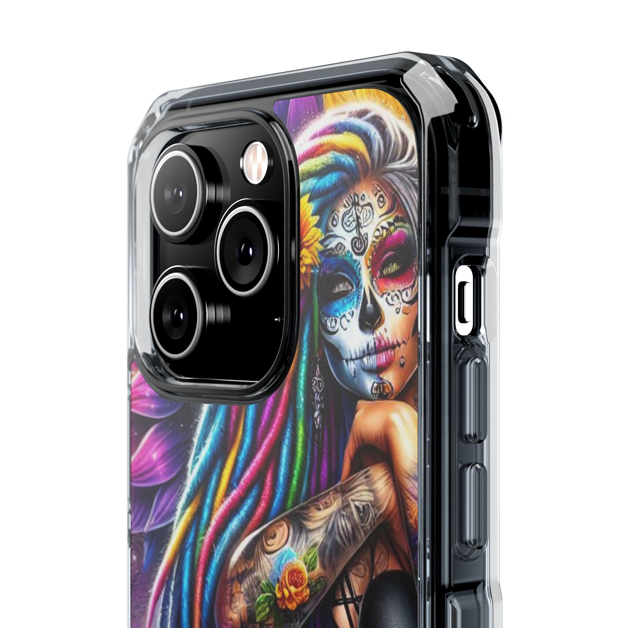 Zonnebloem schedel glow iPhone 14 Pro hoesje - Impact