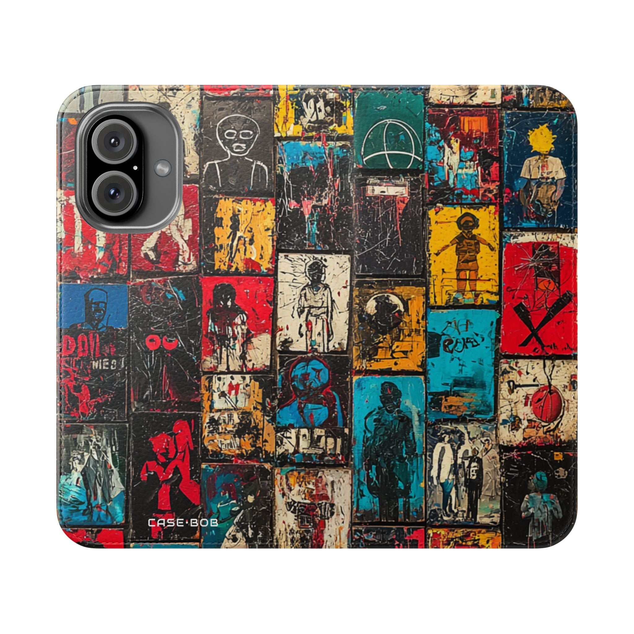 Portrait Grid Crimson - iPhone 16 Case - Wallet