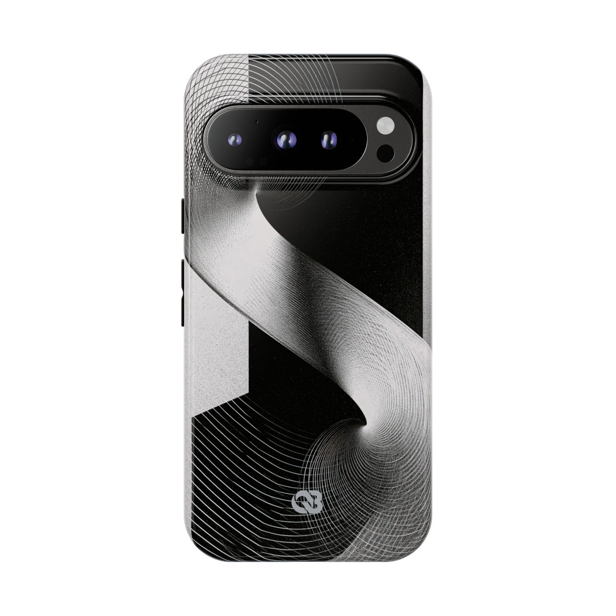 Grey Tough Phone Case for Google Pixel - Obsidian Moiré Wave
