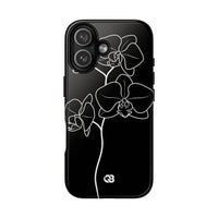Black Tough Phone Case for iPhone - Noir Alabaster Orchid