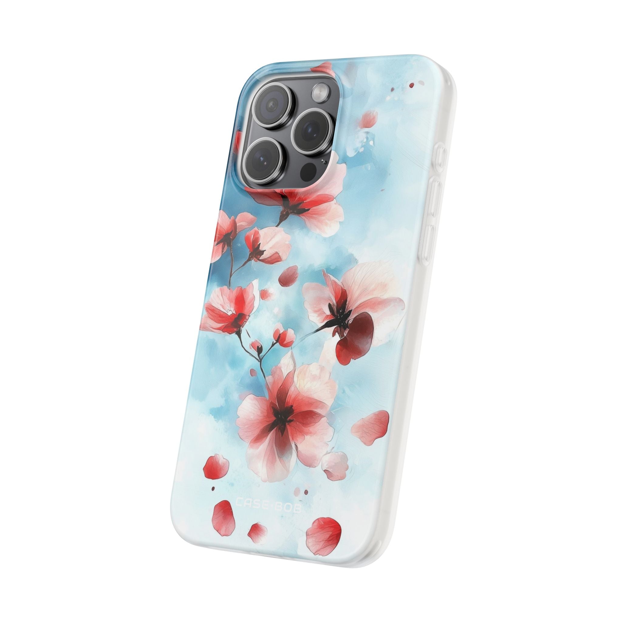 Pink Blossom Drift iPhone 15 Pro Max Cover - Blød