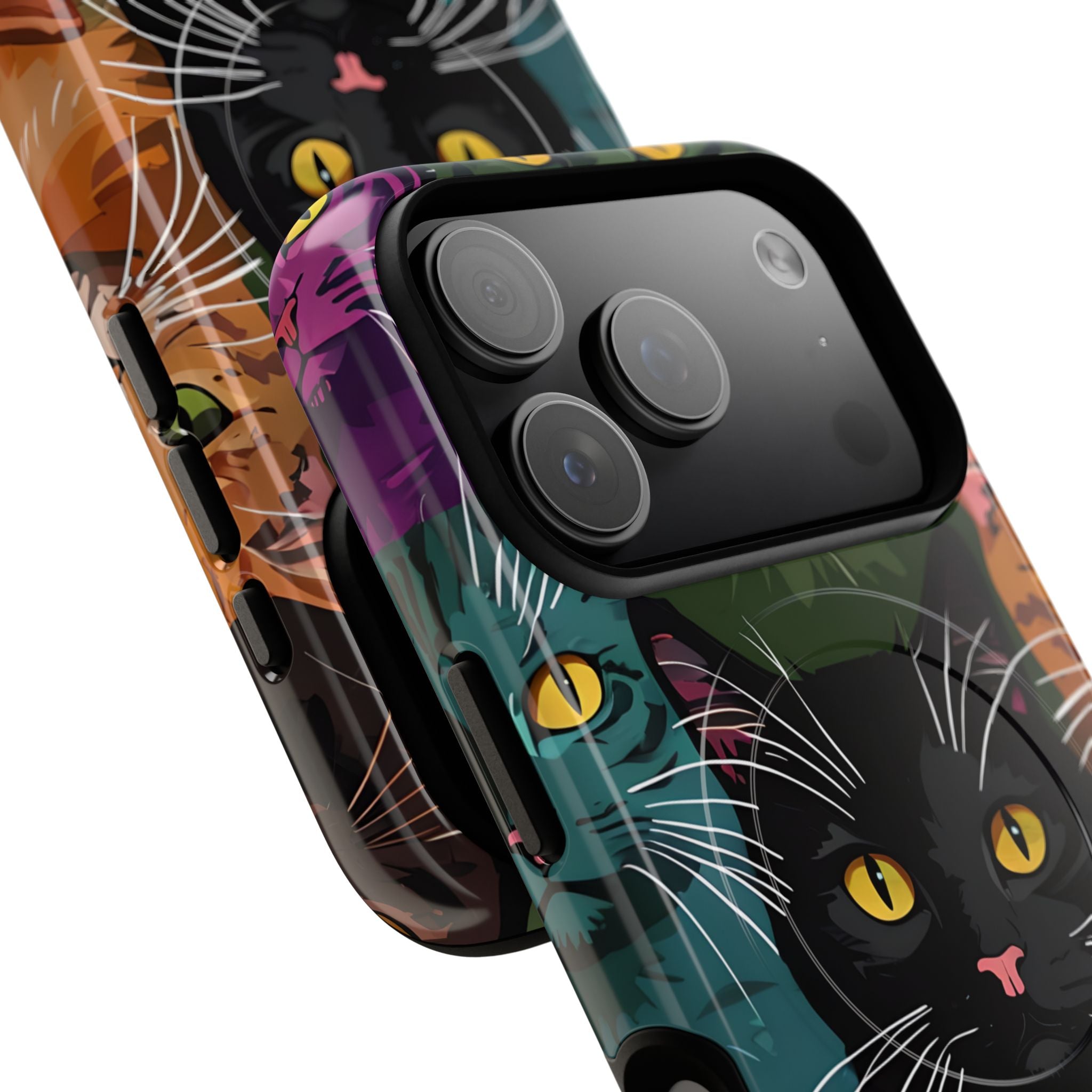 Teal Cat Grid iPhone 17 Pro Case - Tough+ - CASE•BOB