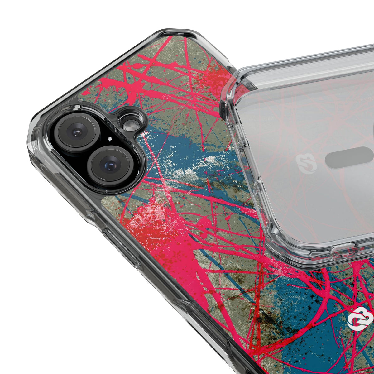 Neon Static Drip · Clear Impact Magnetic Phone Case for iPhone · Pink