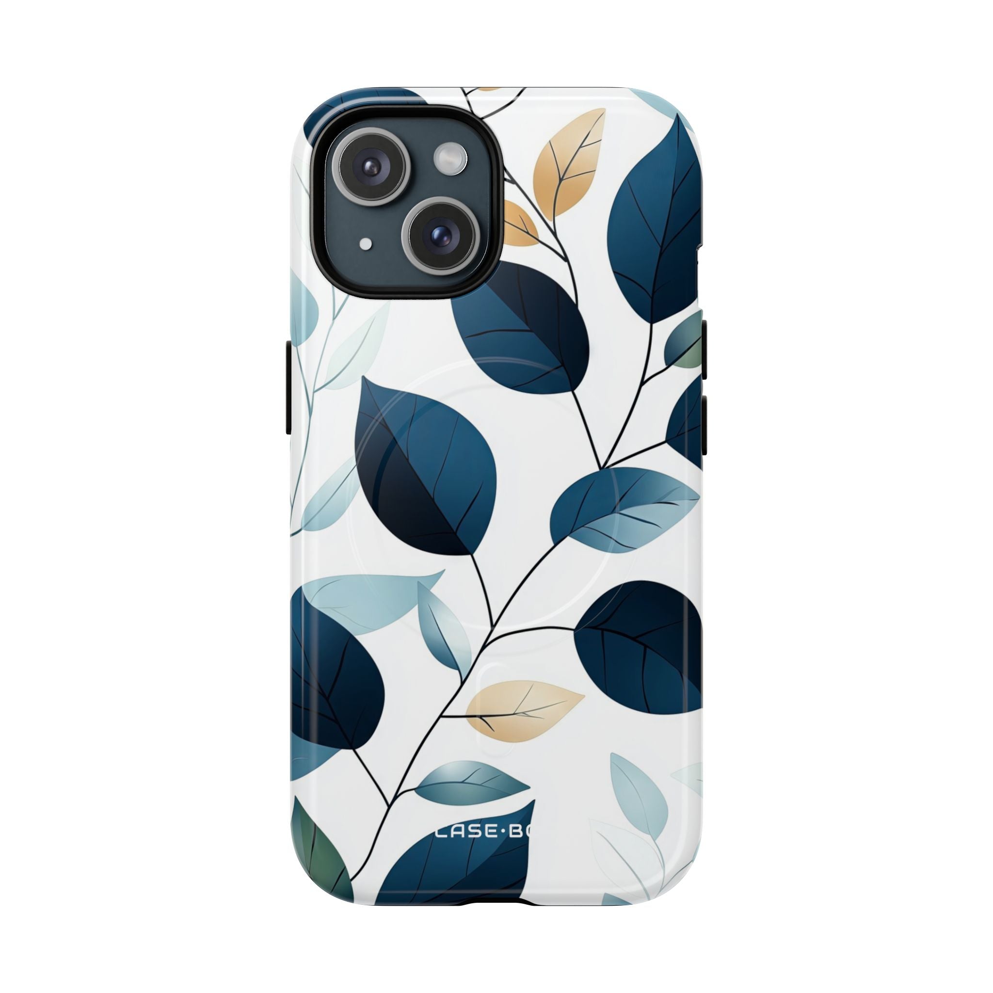 Navy Blattadern iPhone 15 Case - Tough+