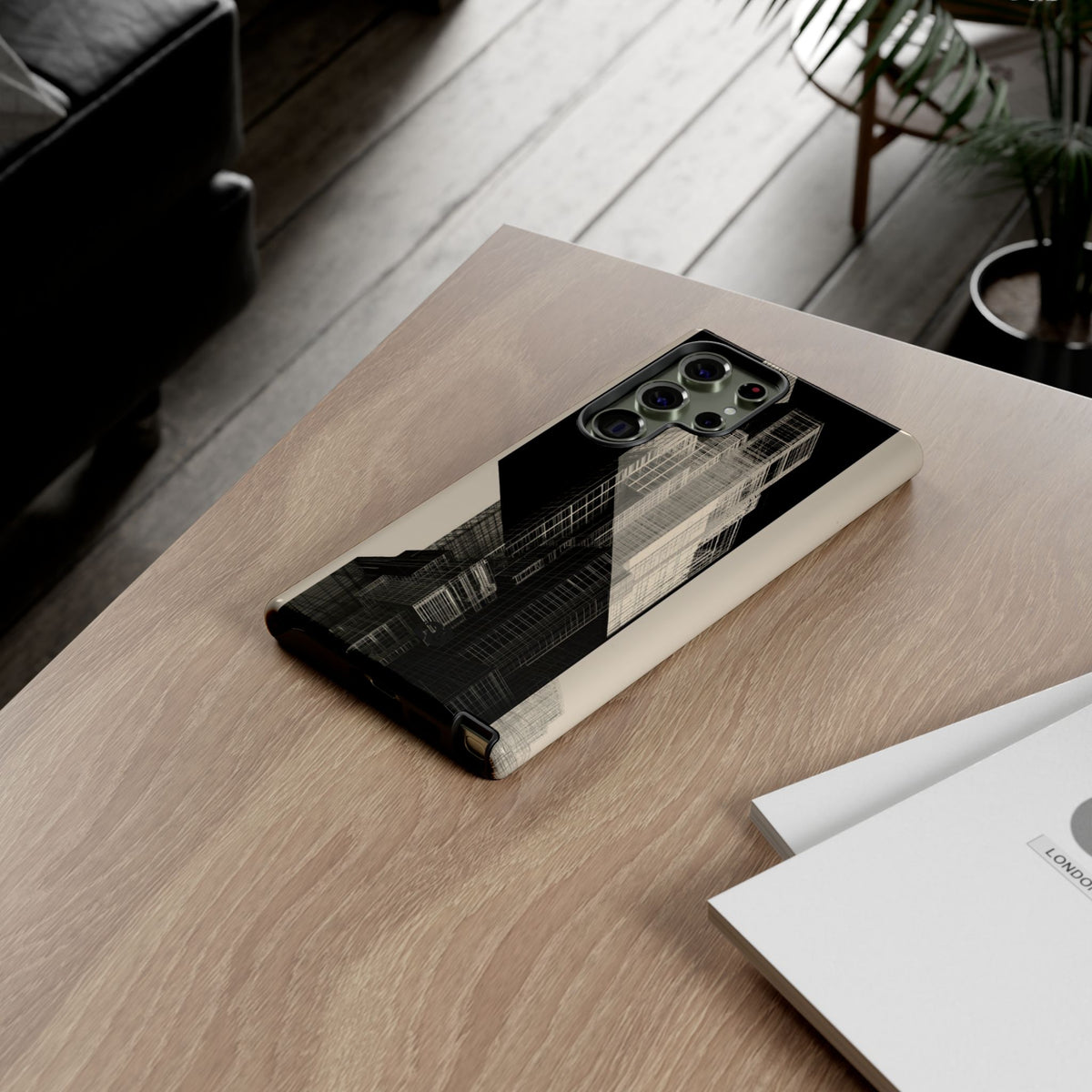 Beige Tough Phone Case for Samsung - Monolith Urban Grid