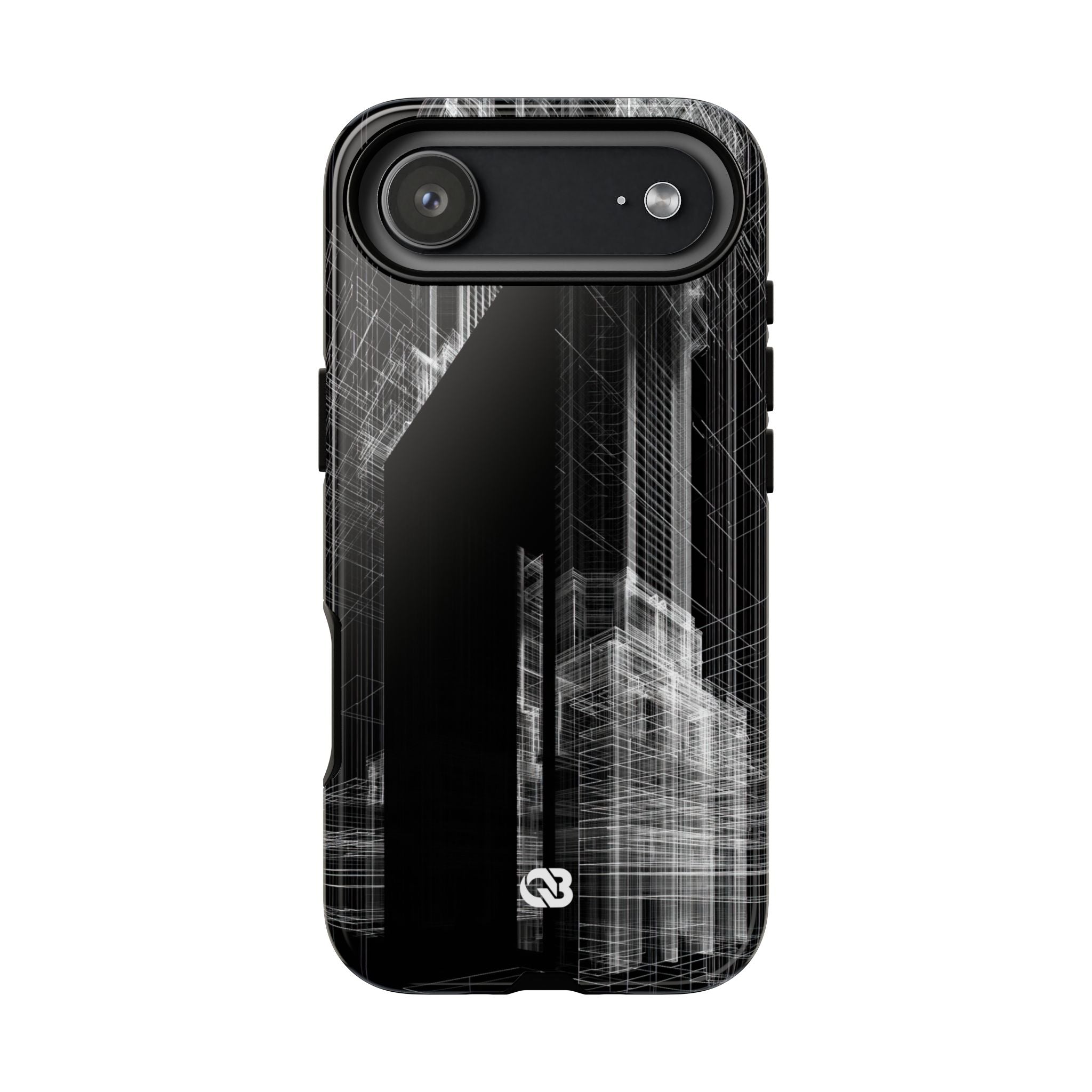 Black Tough Phone Case for iPhone - Ghost Urban Wireframe