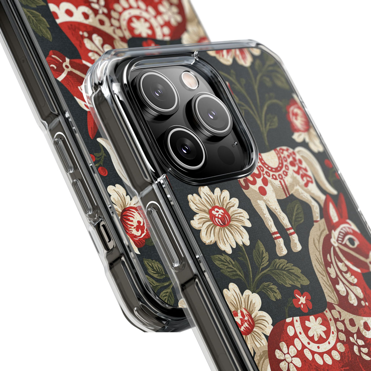 Nordic Dala Meadow · Clear Impact Magnetic Phone Case for iPhone · Red