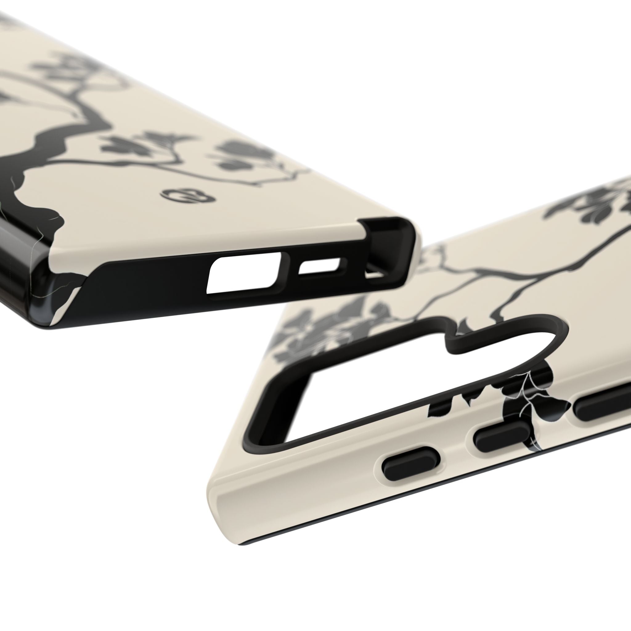 Beige Tough Phone Case for Samsung - Obsidian Bonsai Silhouette
