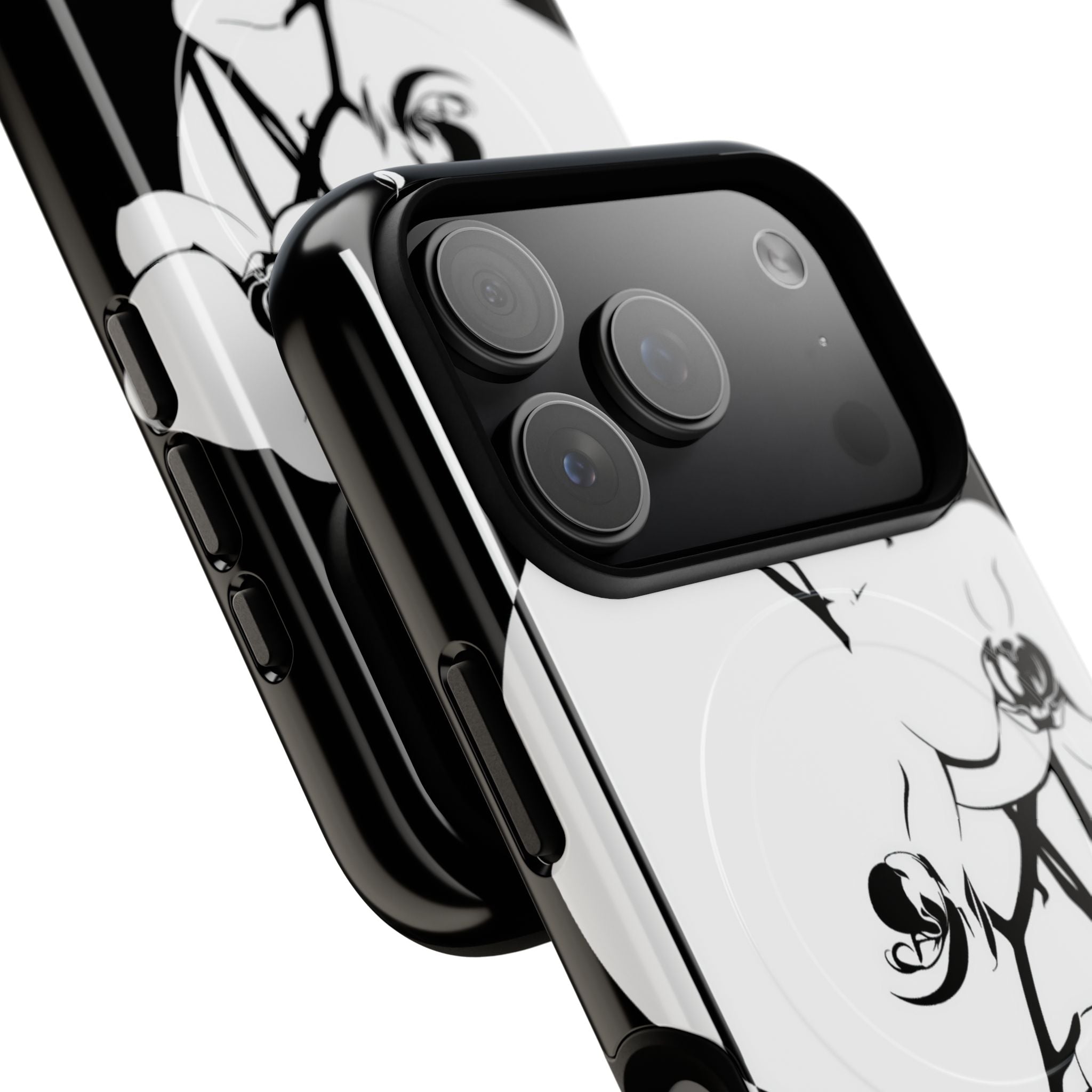 Black Tough 2.0 Magsafe Phone Case for iPhone - Lunar Orchid Grid