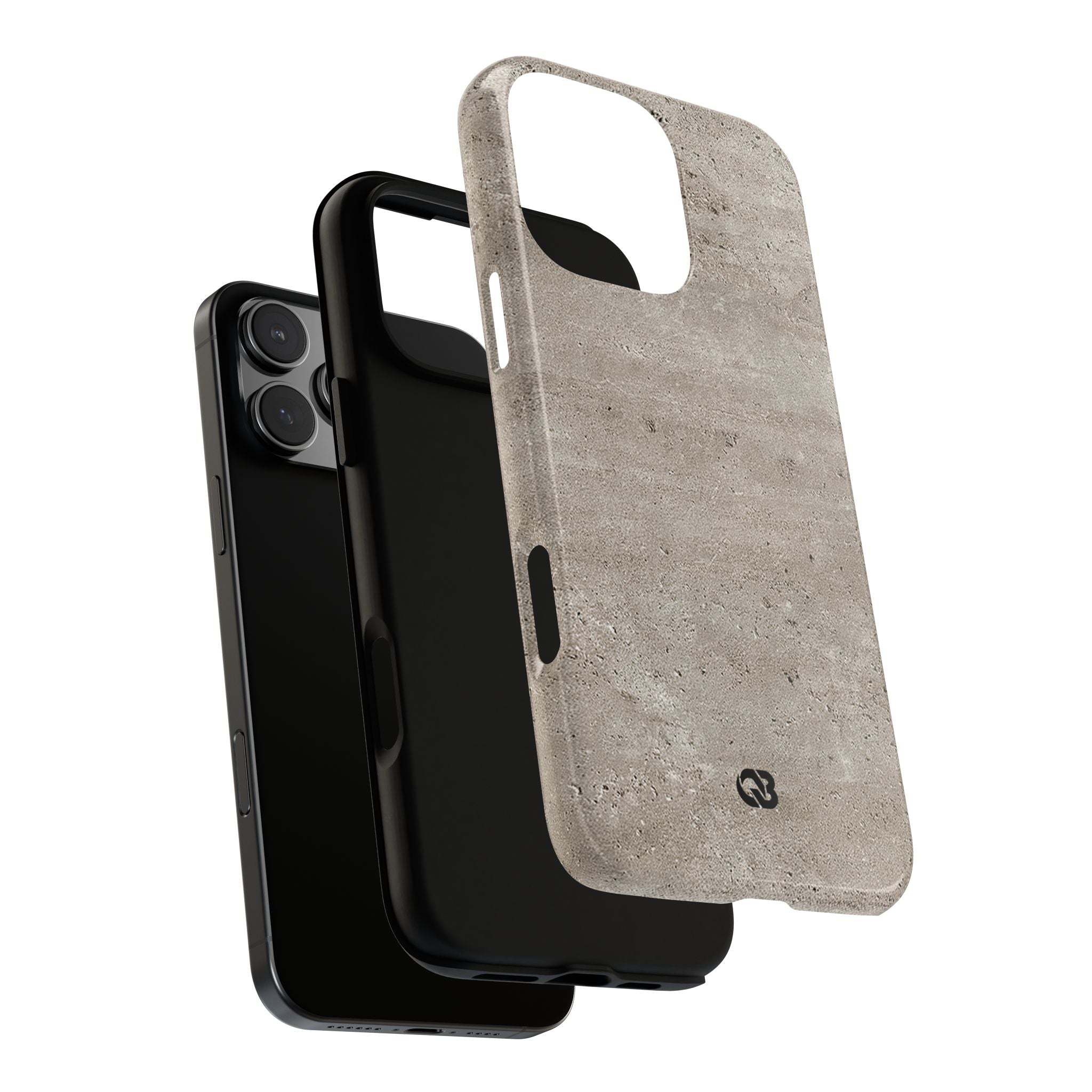 Grey Tough Phone Case for iPhone - Brutalist Stone Grit