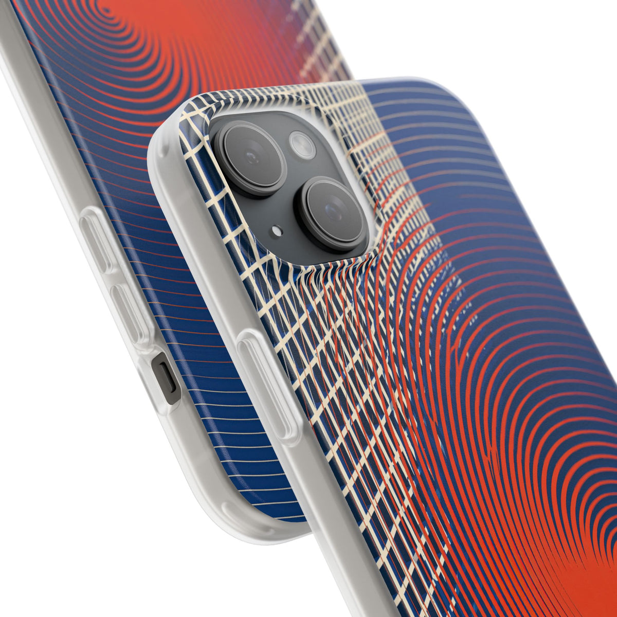 Blue Lite Phone Case for iPhone - Orange Orbit Grid