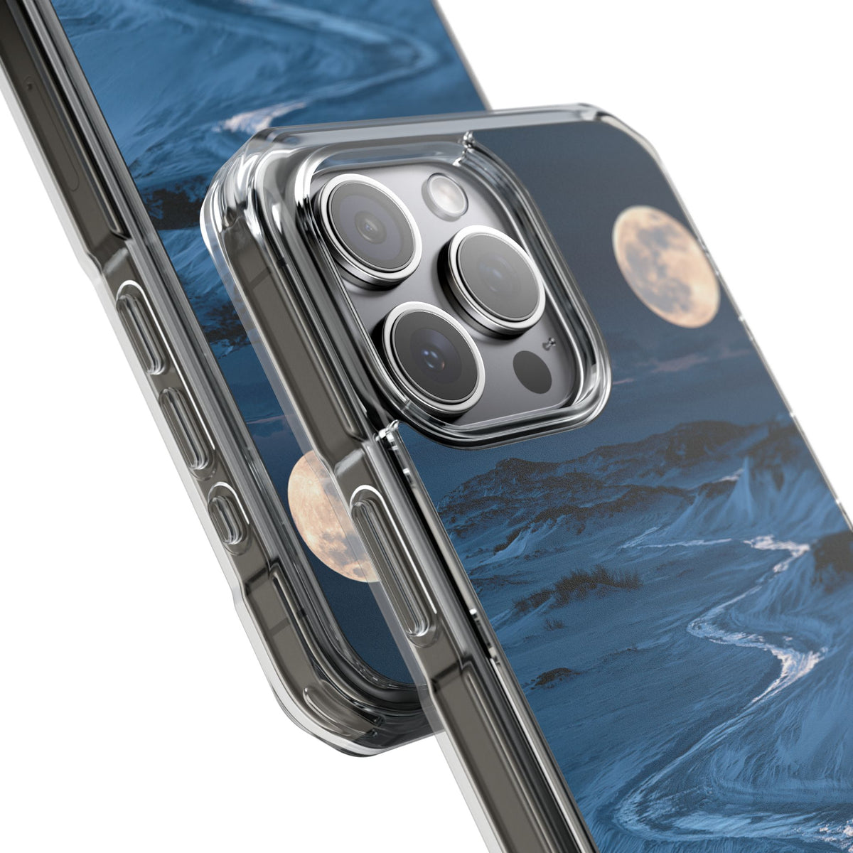 Arctic Moon Drift · Clear Impact Magnetic Phone Case for iPhone · Blue