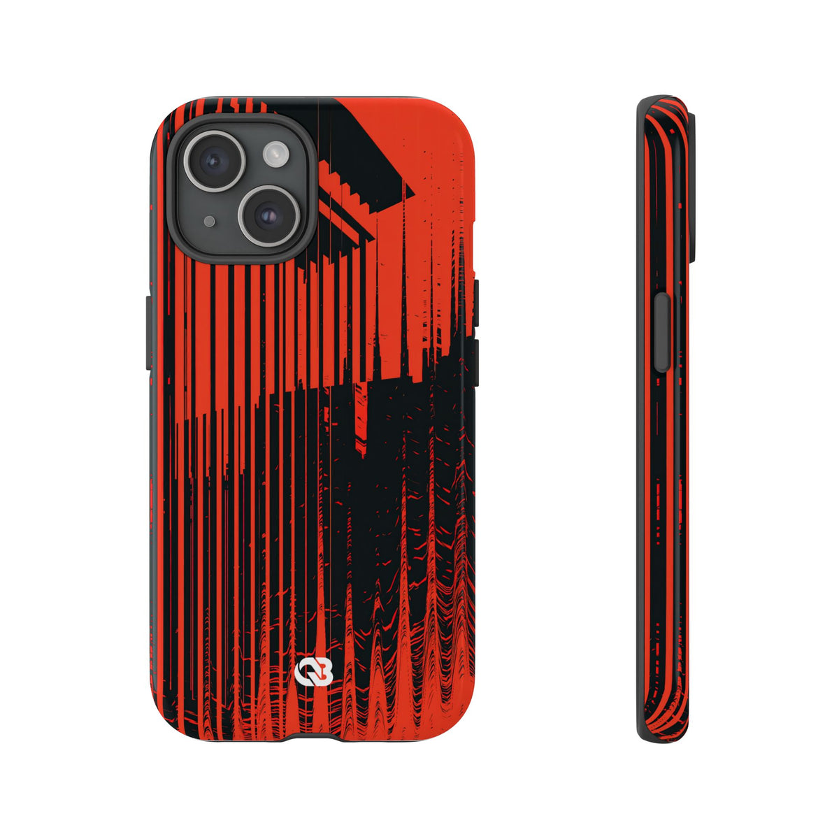 Red Tough Phone Case for iPhone - Crimson Brutalist Distortion