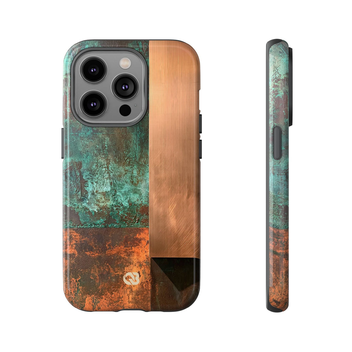 Teal Tough Phone Case for iPhone - Verdigris Copper Slab