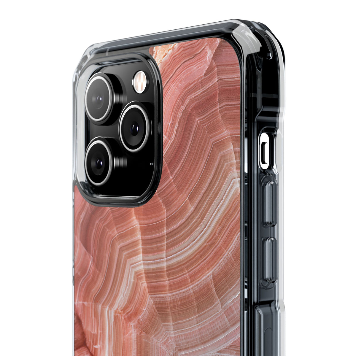 Blushing Rose Strata · Clear Impact Magnetic Phone Case for iPhone · Pink
