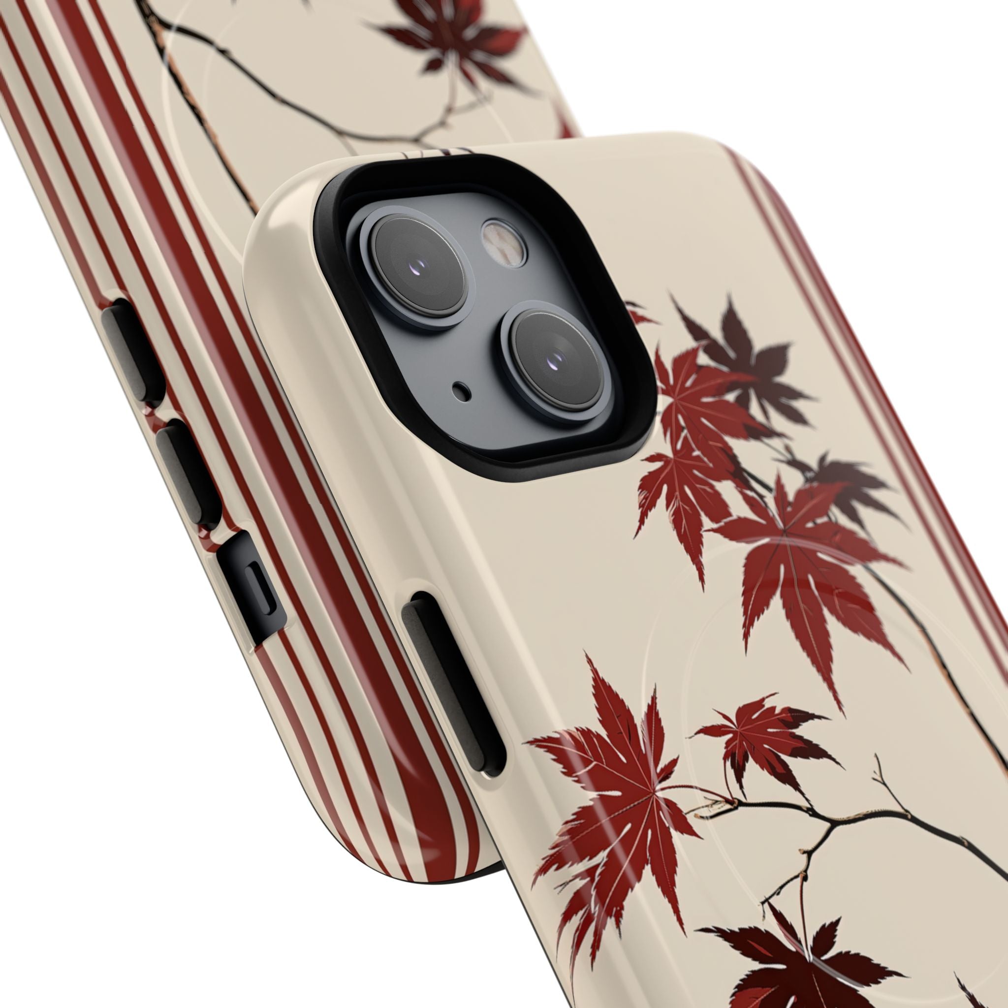 Red Tough 2.0 Magsafe Phone Case for iPhone - Crimson Momiji Stripe