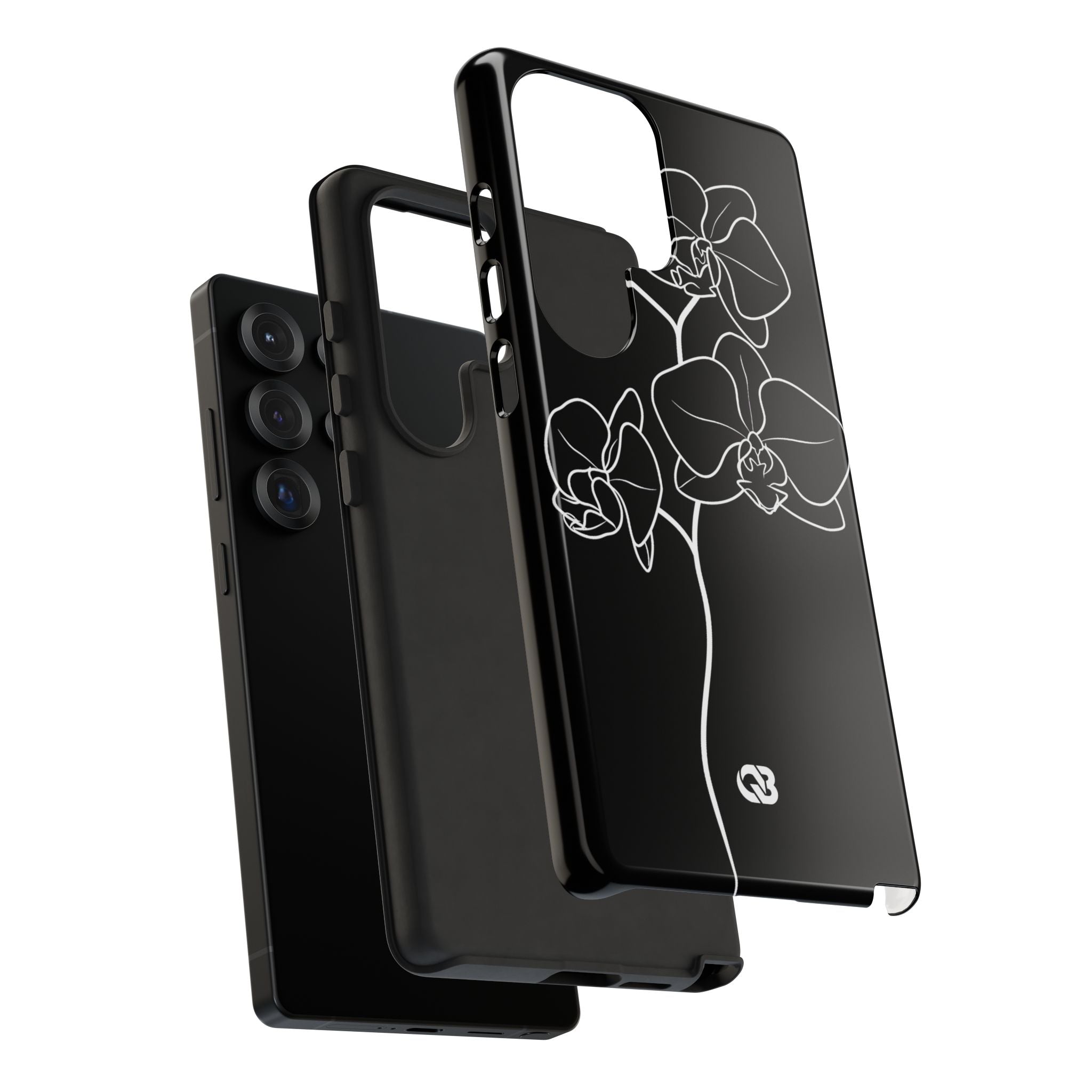 Black Tough Phone Case for Samsung - Noir Alabaster Orchid