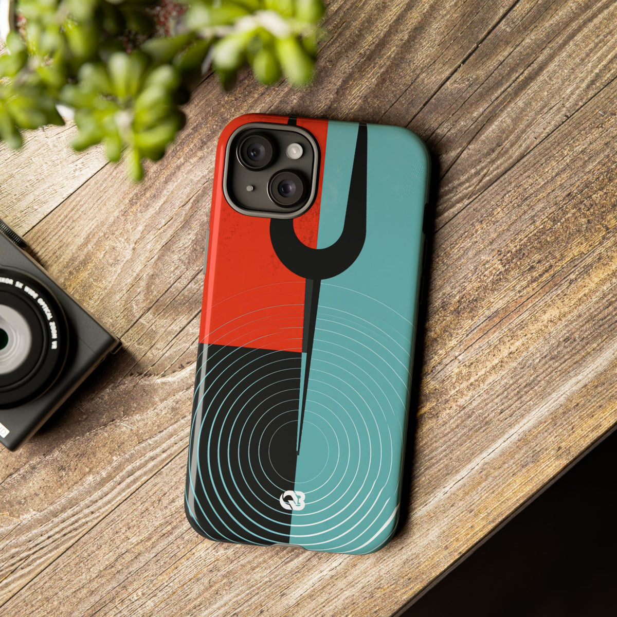 Teal Tough Phone Case for iPhone - Sonic Static Split