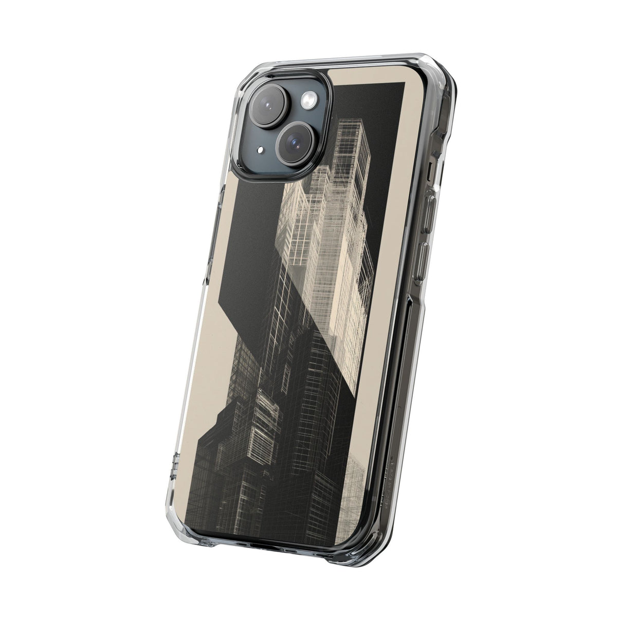 Beige Impact MagSafe Phone Case for iPhone - Monolith Urban Grid