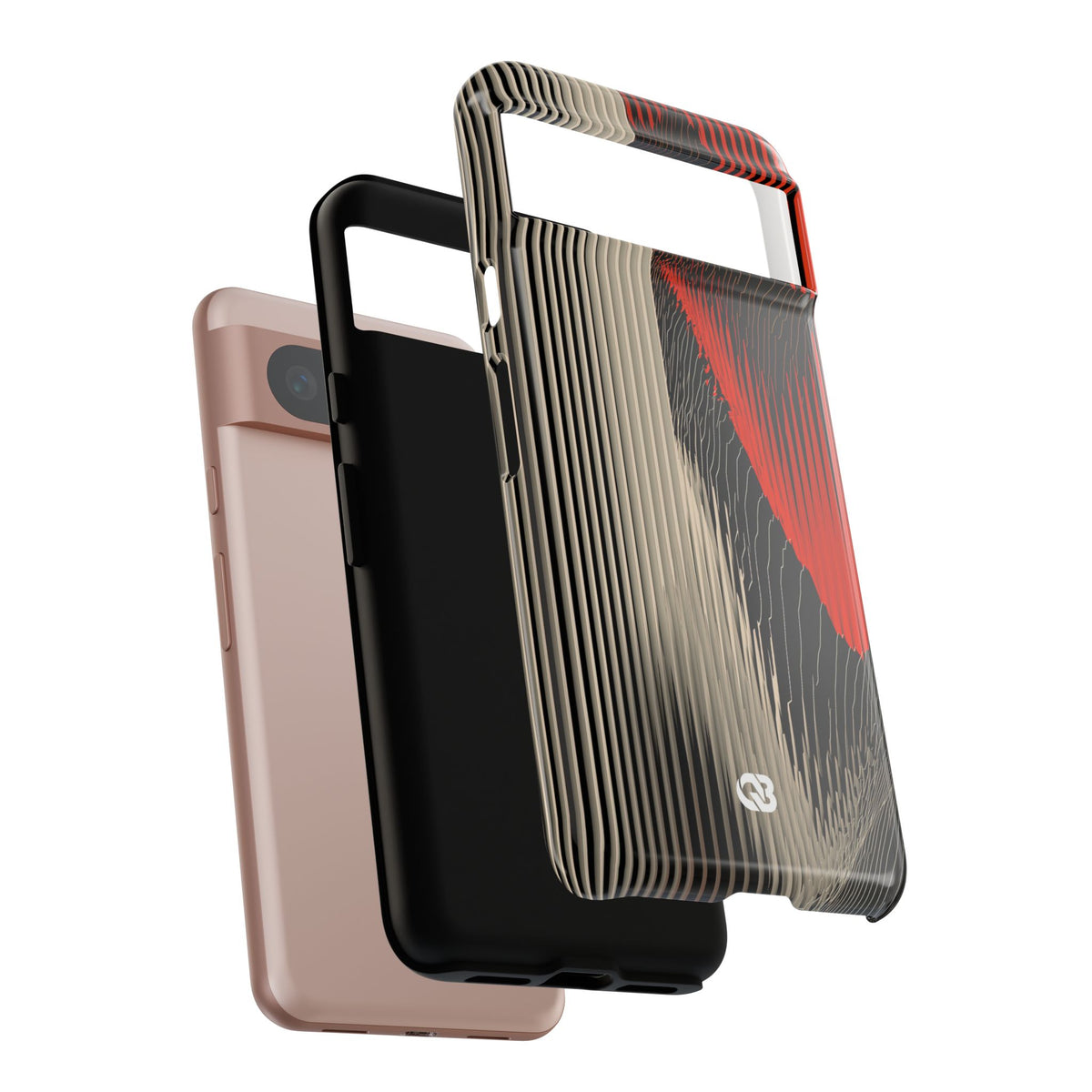 Red Tough Phone Case for Google Pixel - Crimson Pulse Topo