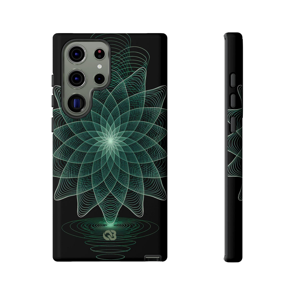 Green Tough Phone Case for Samsung - Cyan Signal Bloom