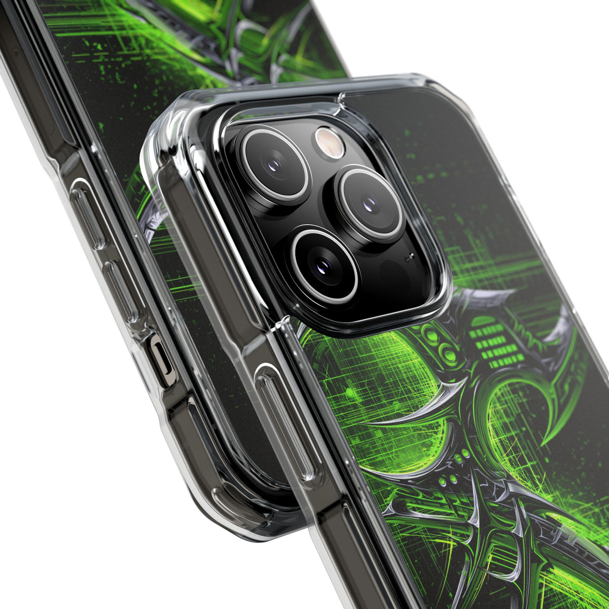 Cyber Sigil Grid · Clear Impact Magnetic Phone Case for iPhone · Green