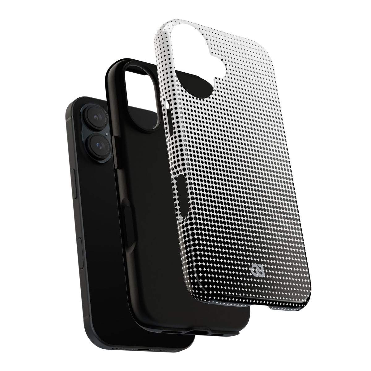 Black Tough Phone Case for iPhone - Obsidian Halftone Flux